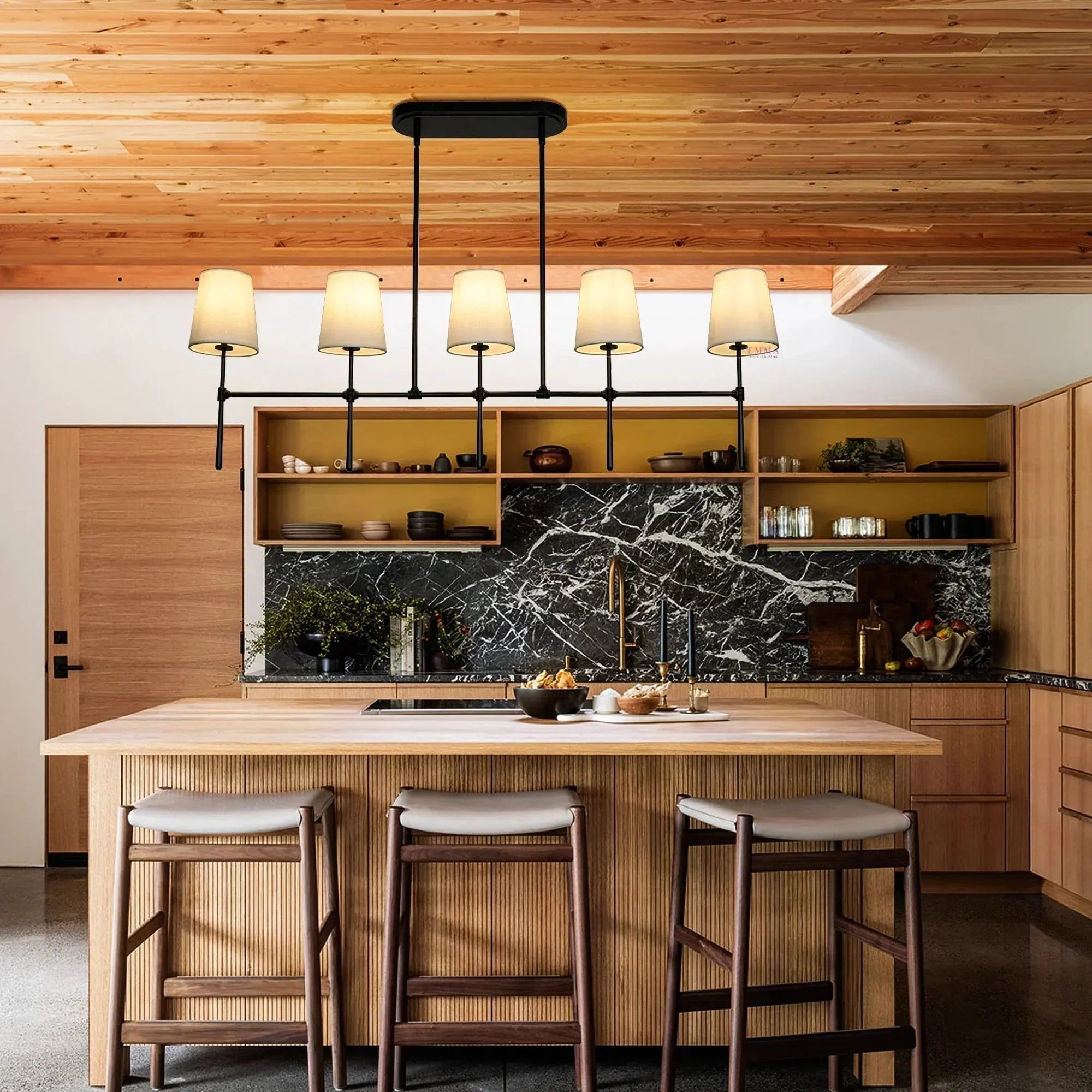 Rhodas Linear Chandelier - 6 - LightBlackBlushlighting