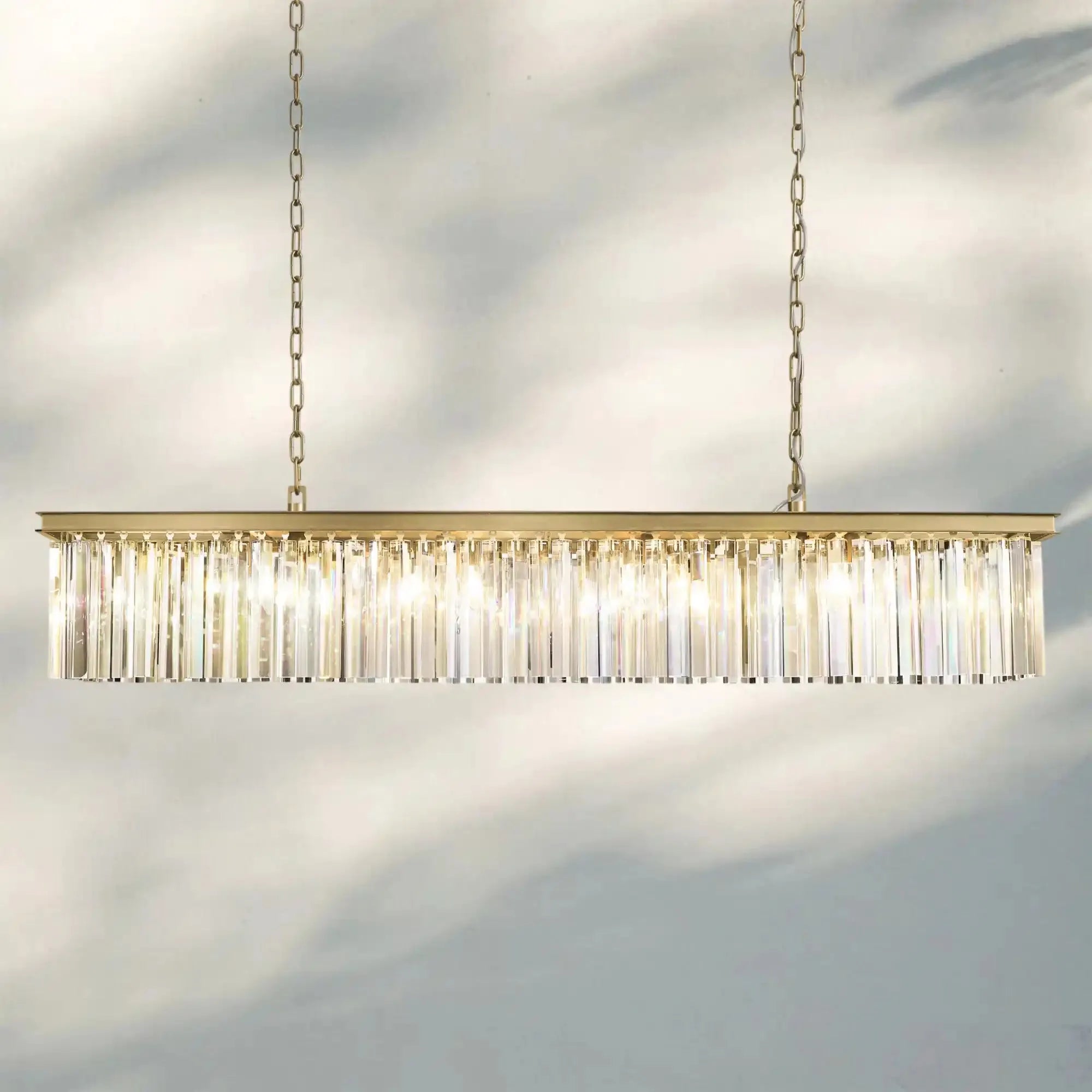 Rhyth Rectangular Chandelier 49‘’ 60‘’-60‘’-Brass-