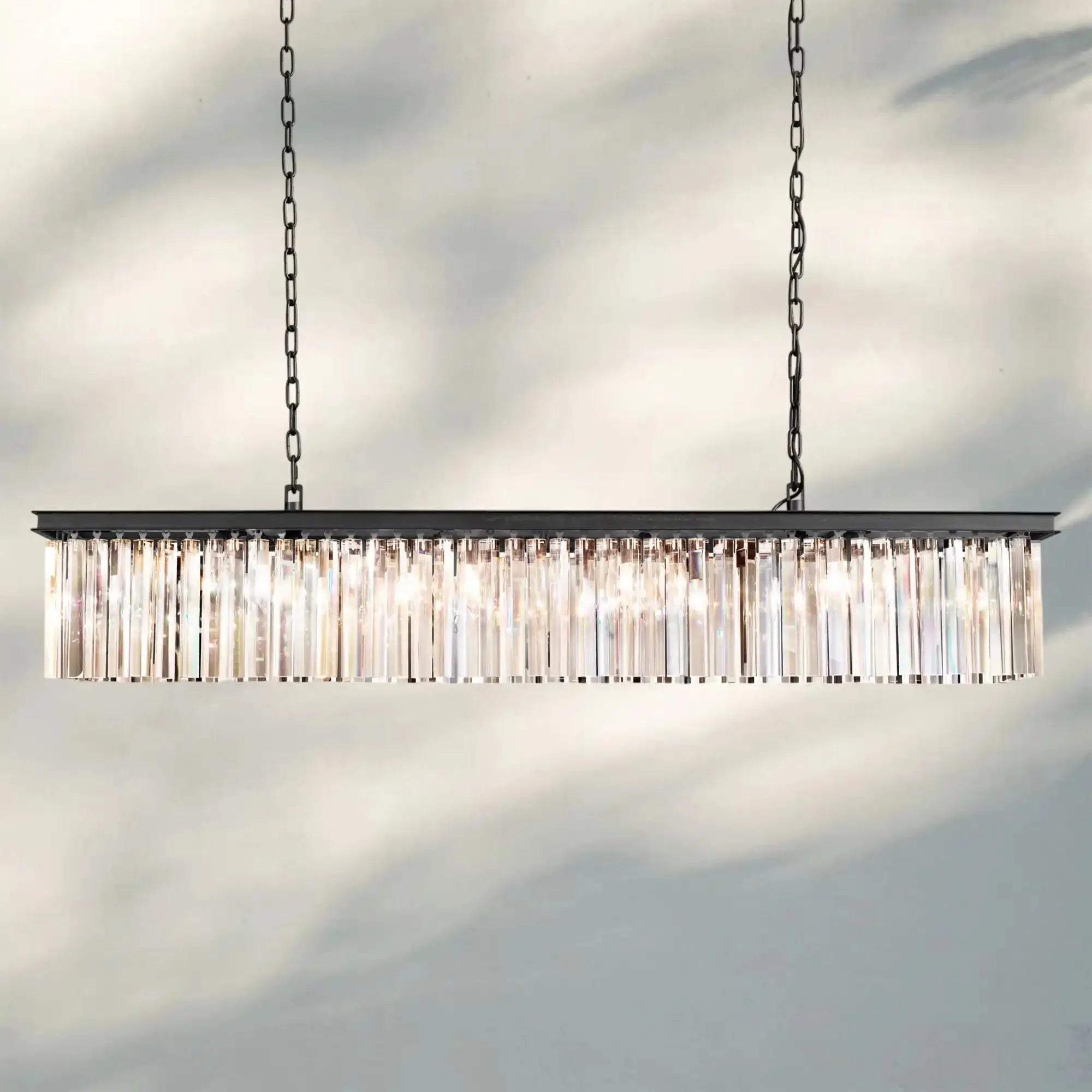 Rhyth Rectangular Chandelier 49‘’ 60‘’-60‘’-Bronze-