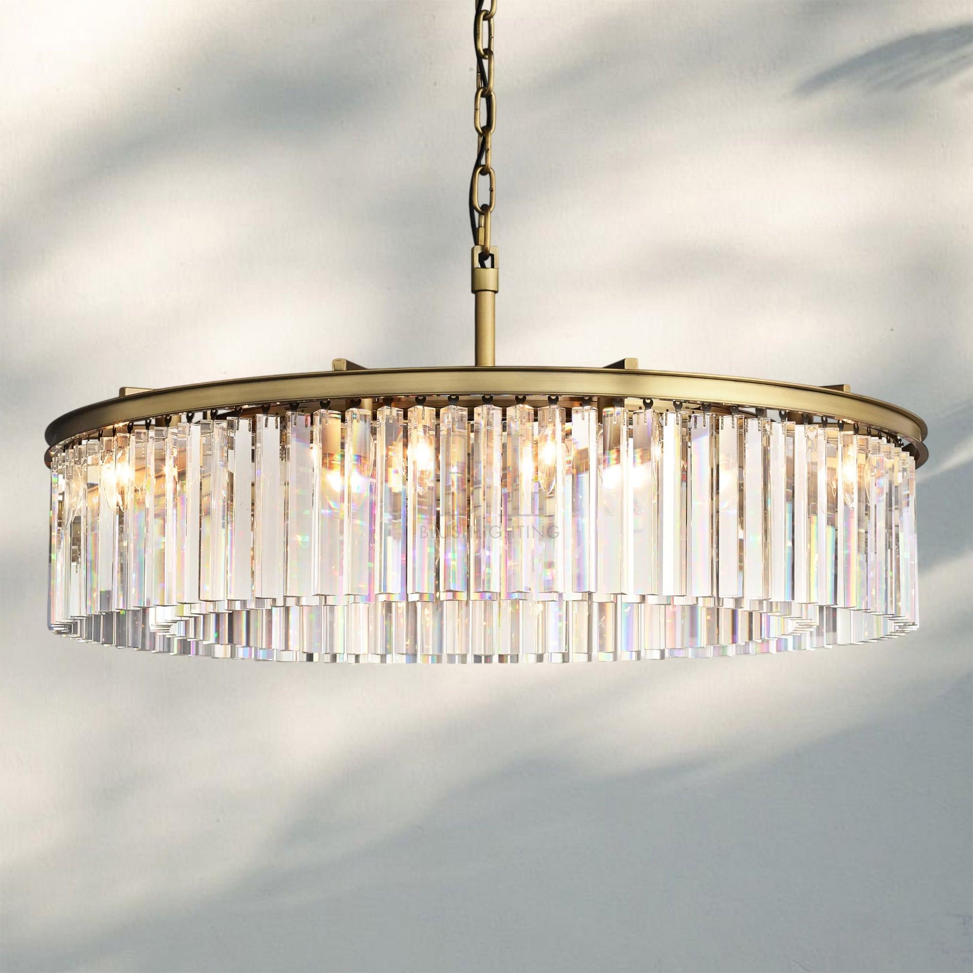 Rhyth Round Chandelier 32'' 43''-43''-Brass-