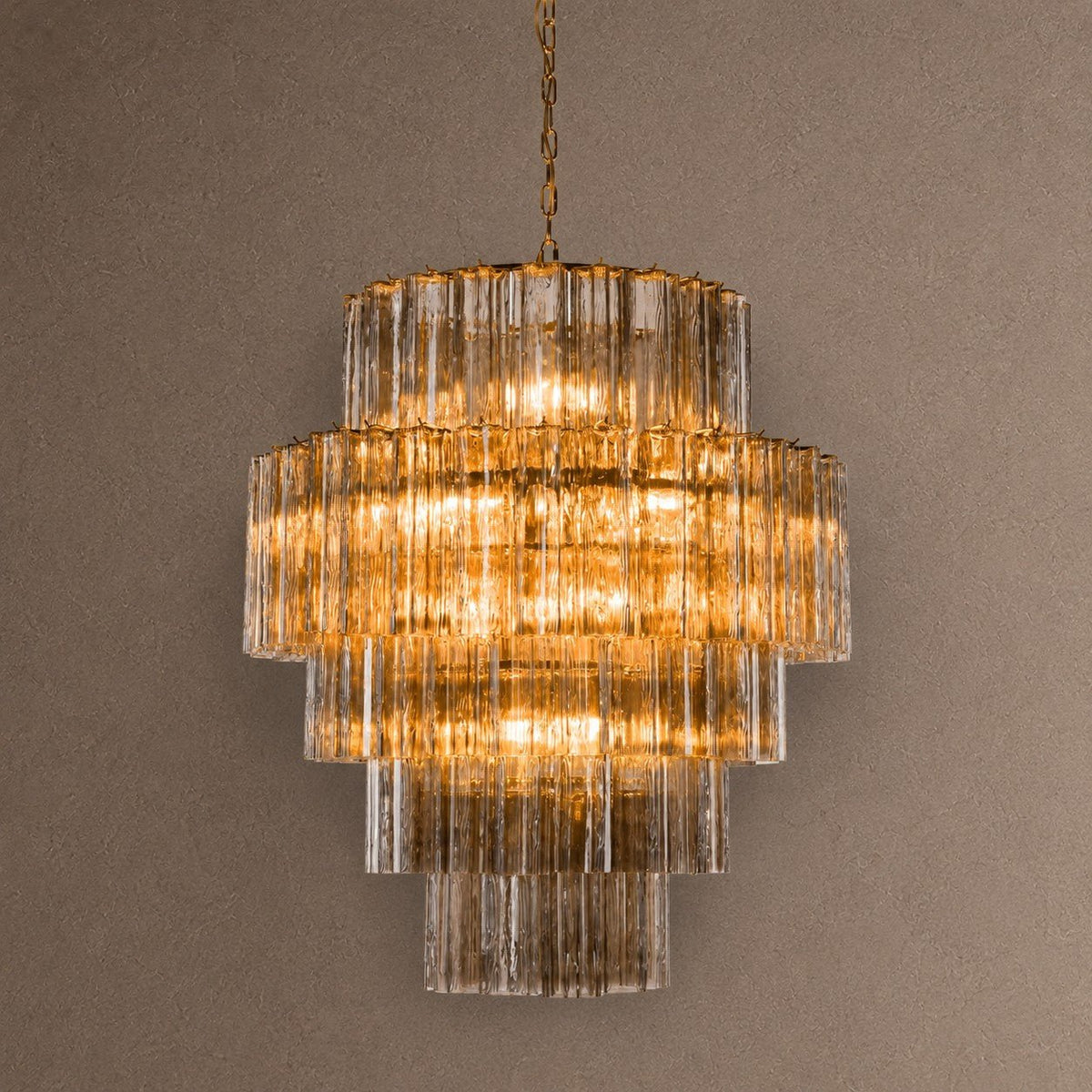 Rina Firenze Tiered Chandelier - ∅ 31.5″ x H 36.6″Smoke GrayBlushlighting