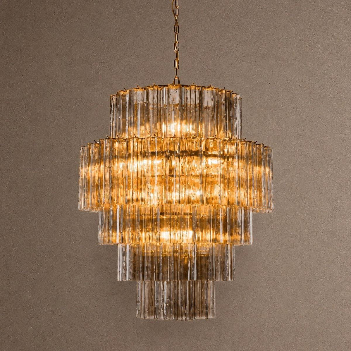 Rina Firenze Tiered Chandelier - ∅ 31.5″ x H 36.6″Smoke GrayBlushlighting