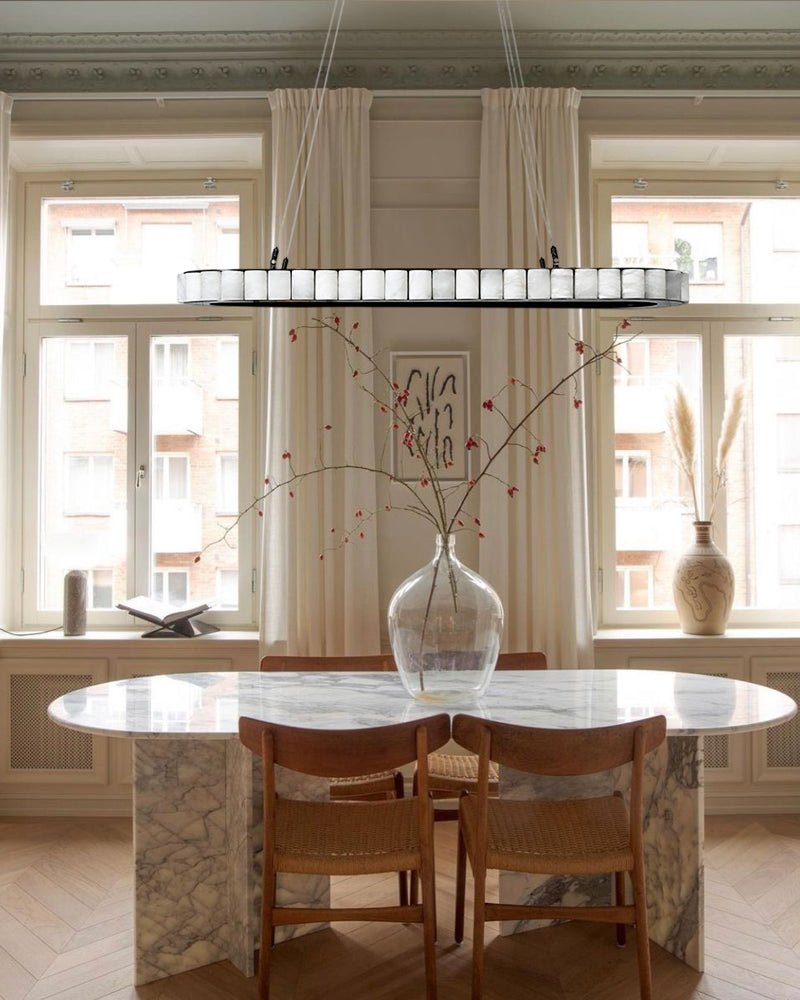 Ring Alabaster Oval Chandelier - L80*W30*H7CM/L31.5"*W11.8"*H2.8"Gold + WhiteBlushlighting