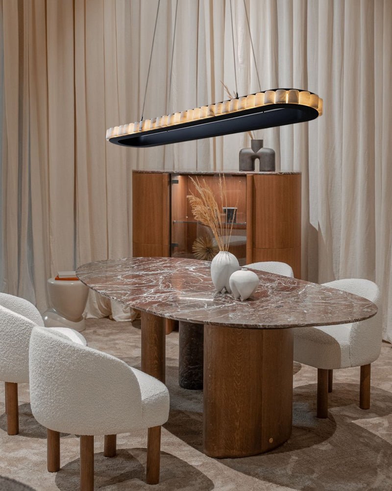 Ring Alabaster Oval Chandelier - L80*W30*H7CM/L31.5"*W11.8"*H2.8"Gold + WhiteBlushlighting