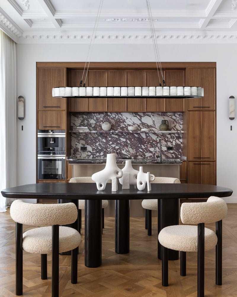 Ring Alabaster Oval Chandelier - L80*W30*H7CM/L31.5"*W11.8"*H2.8"Black + WhiteBlushlighting