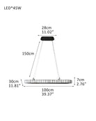 Ring Alabaster Oval Chandelier for Kitchen Island - L100*W30*H7CM/L39.4"*W11.8"*H2.8"Black + WhiteBlushlighting