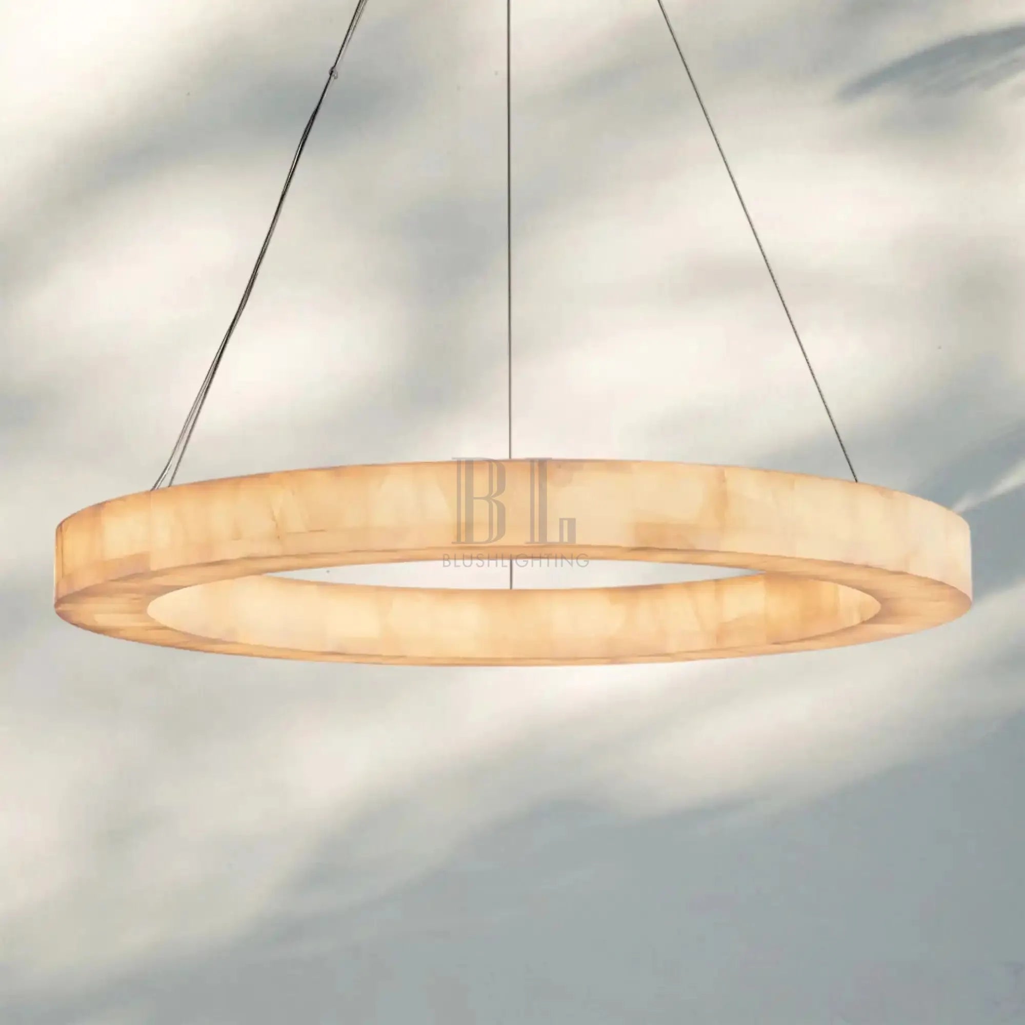 Rivaga Calcite lueur Round Chandelier 31"40"60"-60"D-Matte Black-