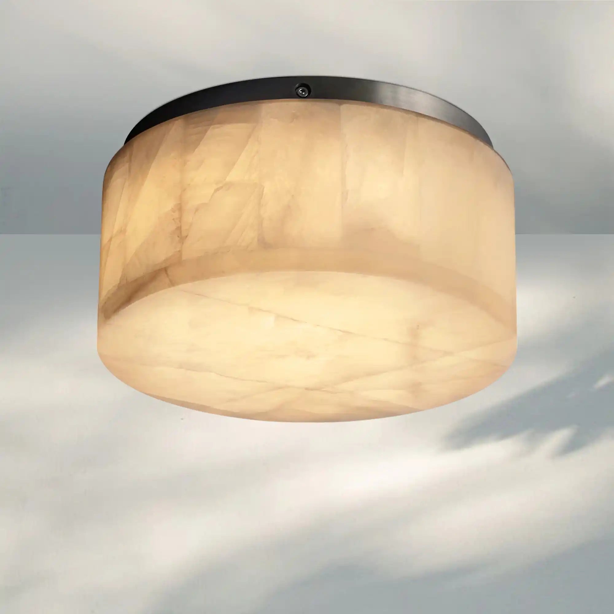 Rivaga Calcite Round Flushmount 6"10"14"-6" Sq-Matte Black-