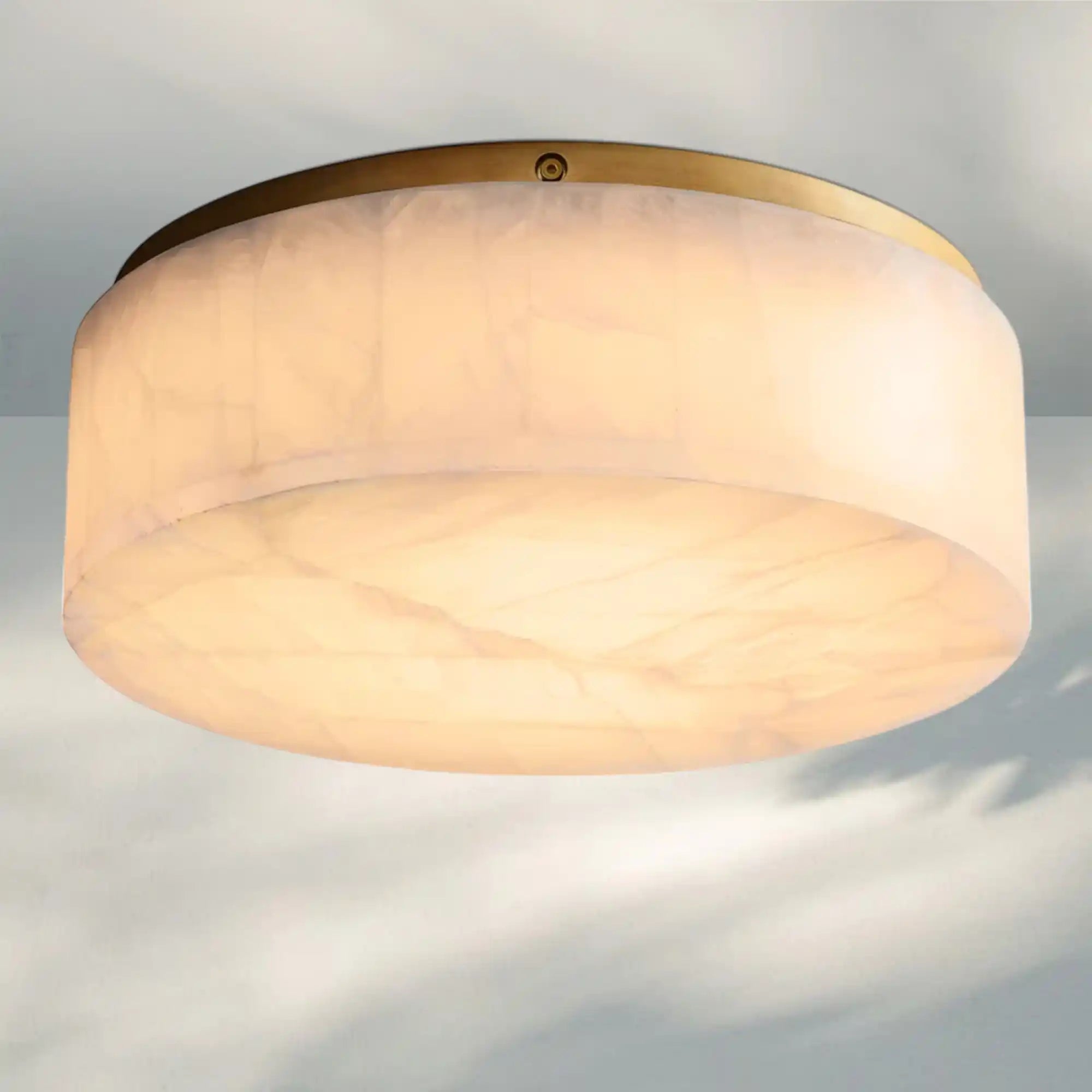 Rivaga Calcite Round Flushmount 6"10"14"-14" Sq-Brass-