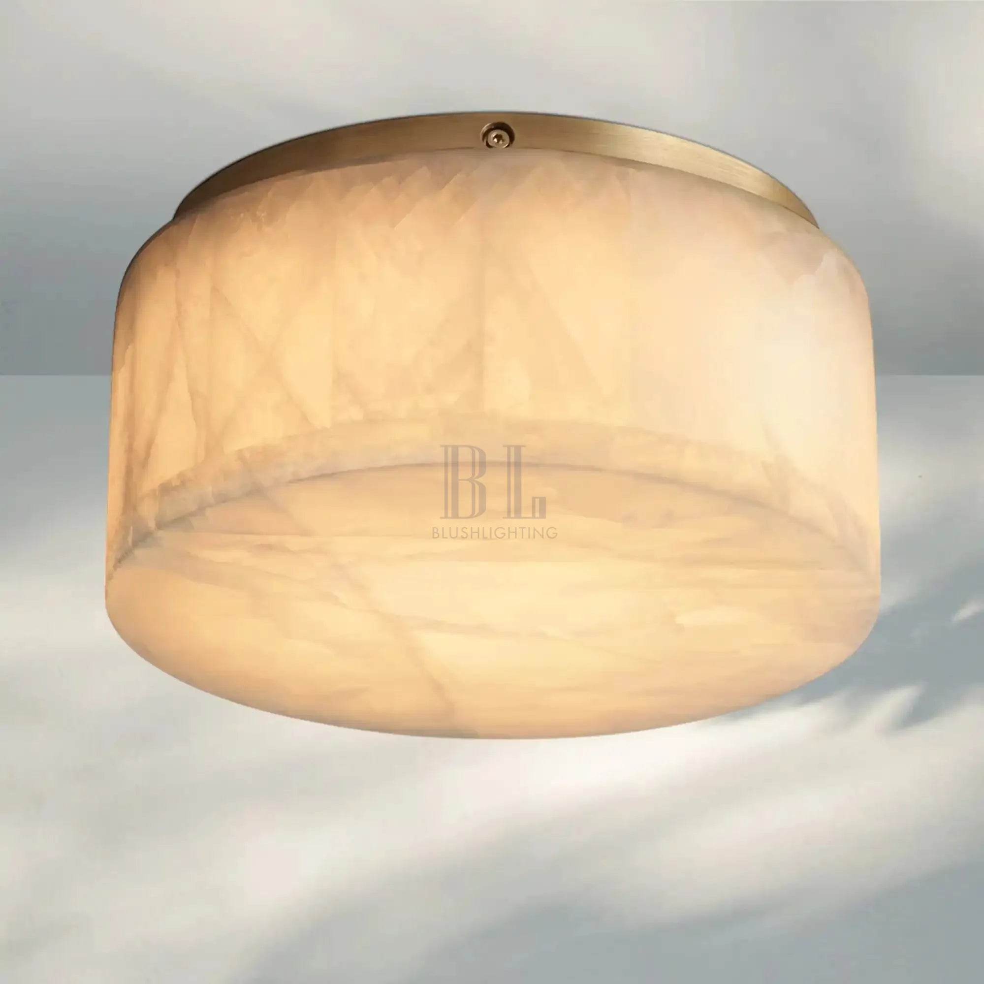 Rivaga Calcite Round Flushmount 6"10"14"-10" Sq-Brass-