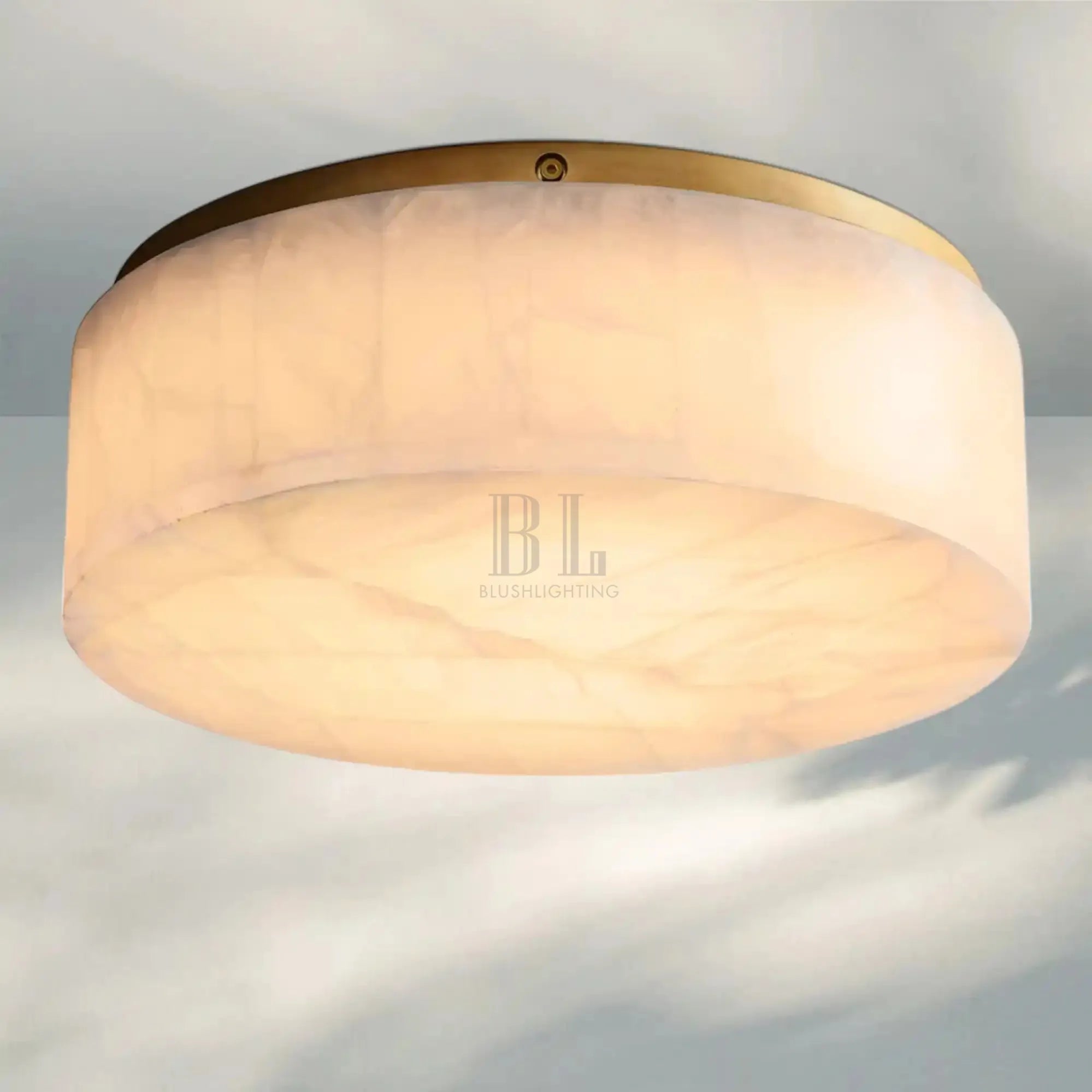 Rivaga Calcite Round Flushmount 6"10"14"-14" Sq-Brass-