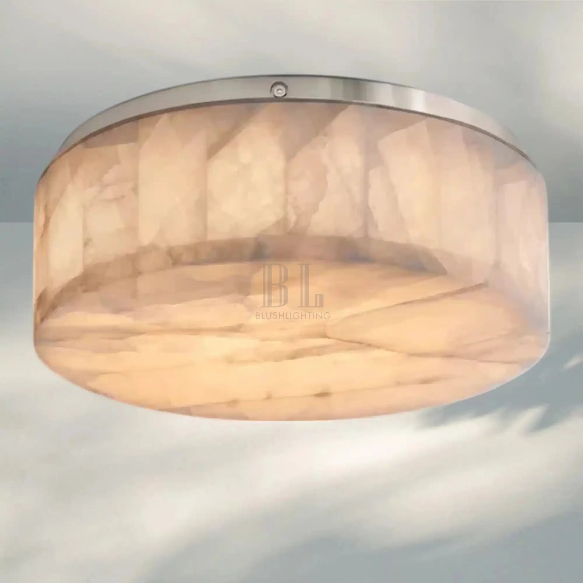 Rivaga Calcite Round Flushmount 6"10"14"-14" Sq-Satin Nickel-