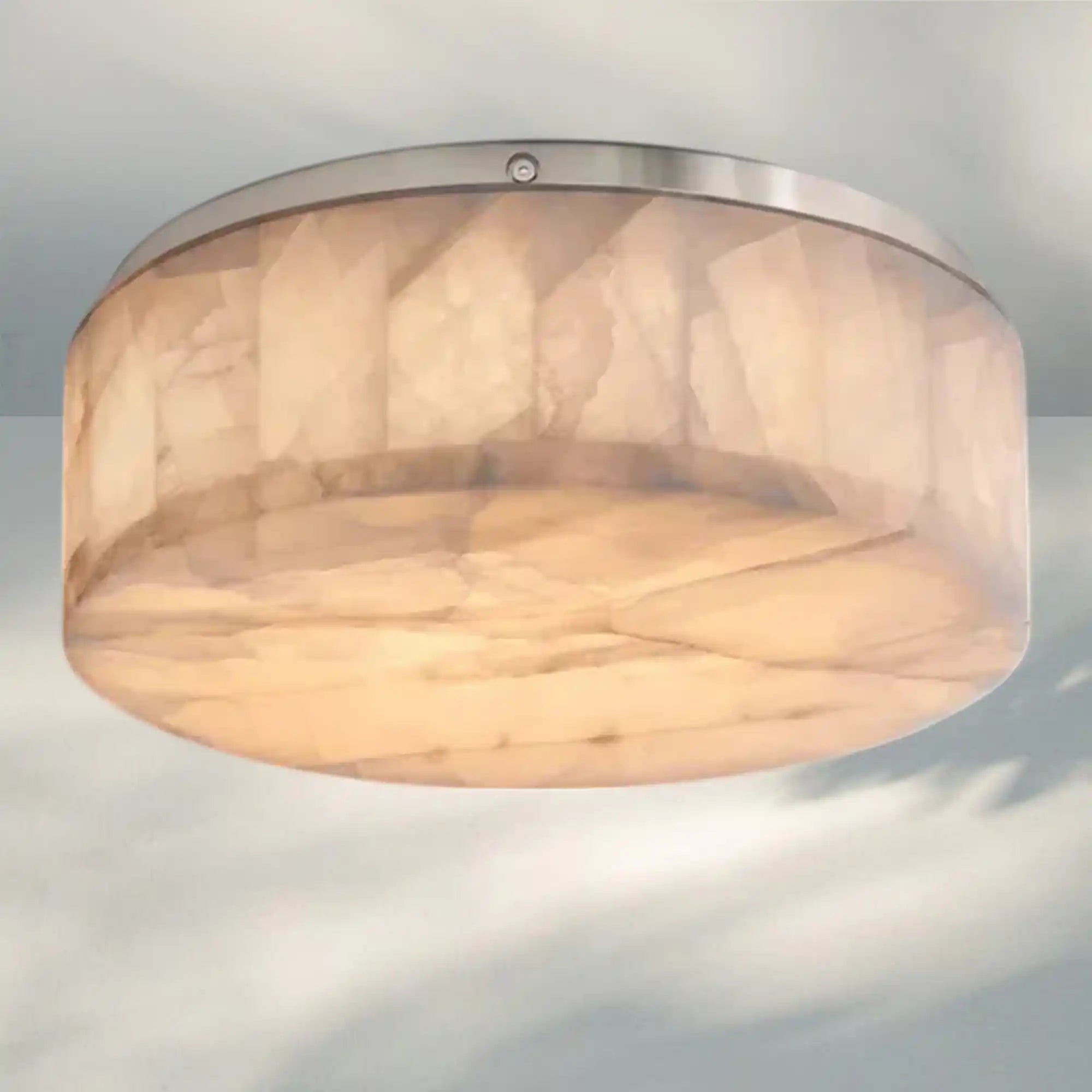 Rivaga Calcite Round Flushmount 6"10"14"-14" Sq-Satin Nickel-