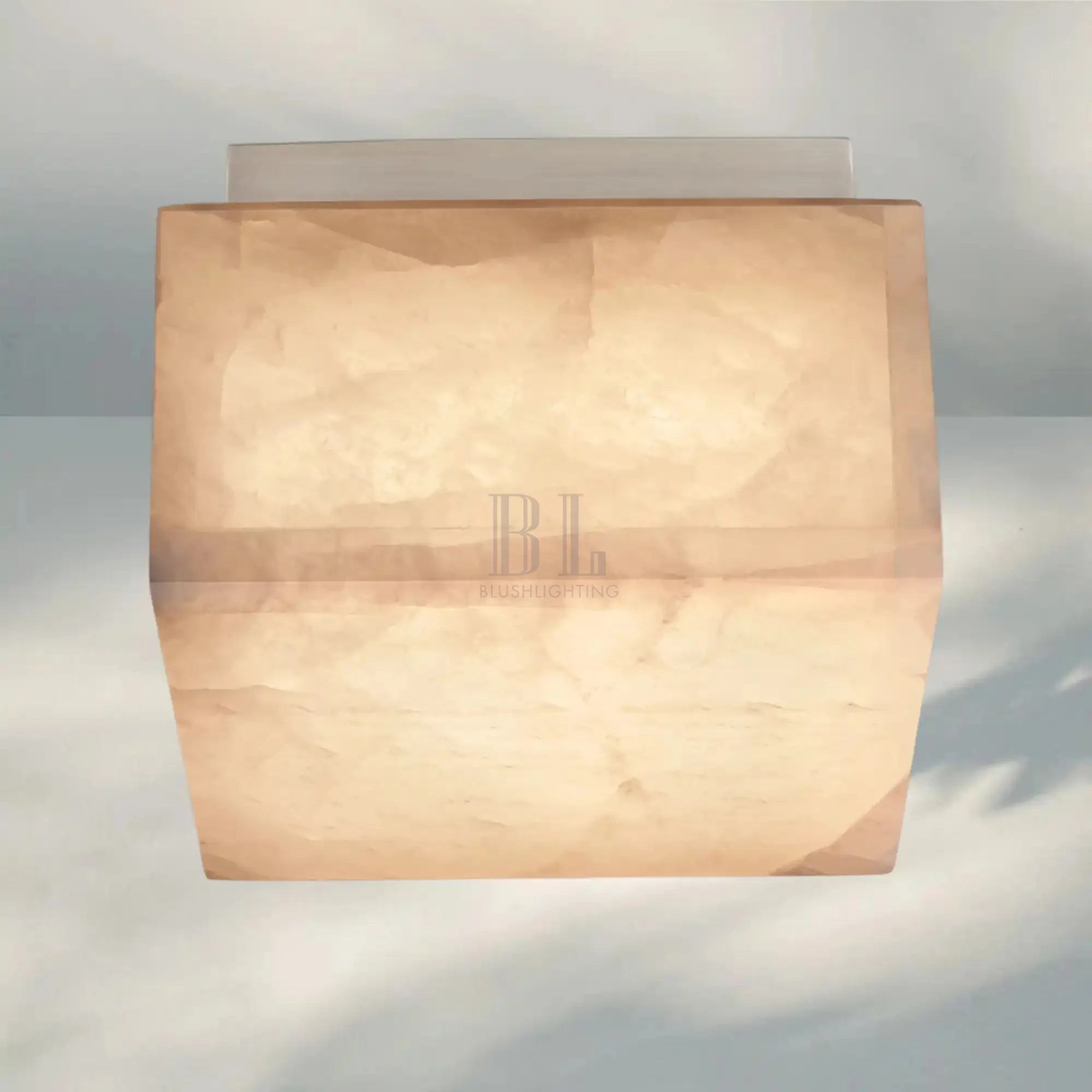 Rivaga Calcite Square Flushmount 6" 10" 14"-6" Sq-Satin Nickel-