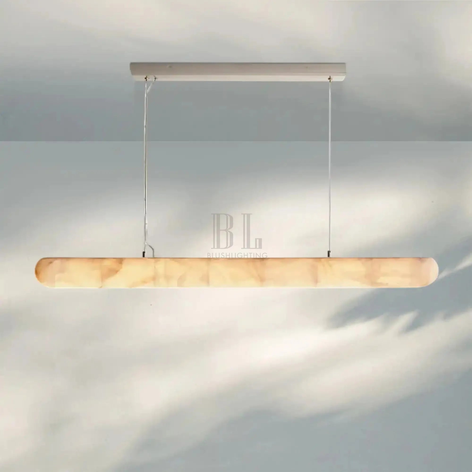 Rivaga Lisse Alabaster Linear Chandelier 60" 80"-60''-Satin Nickel-