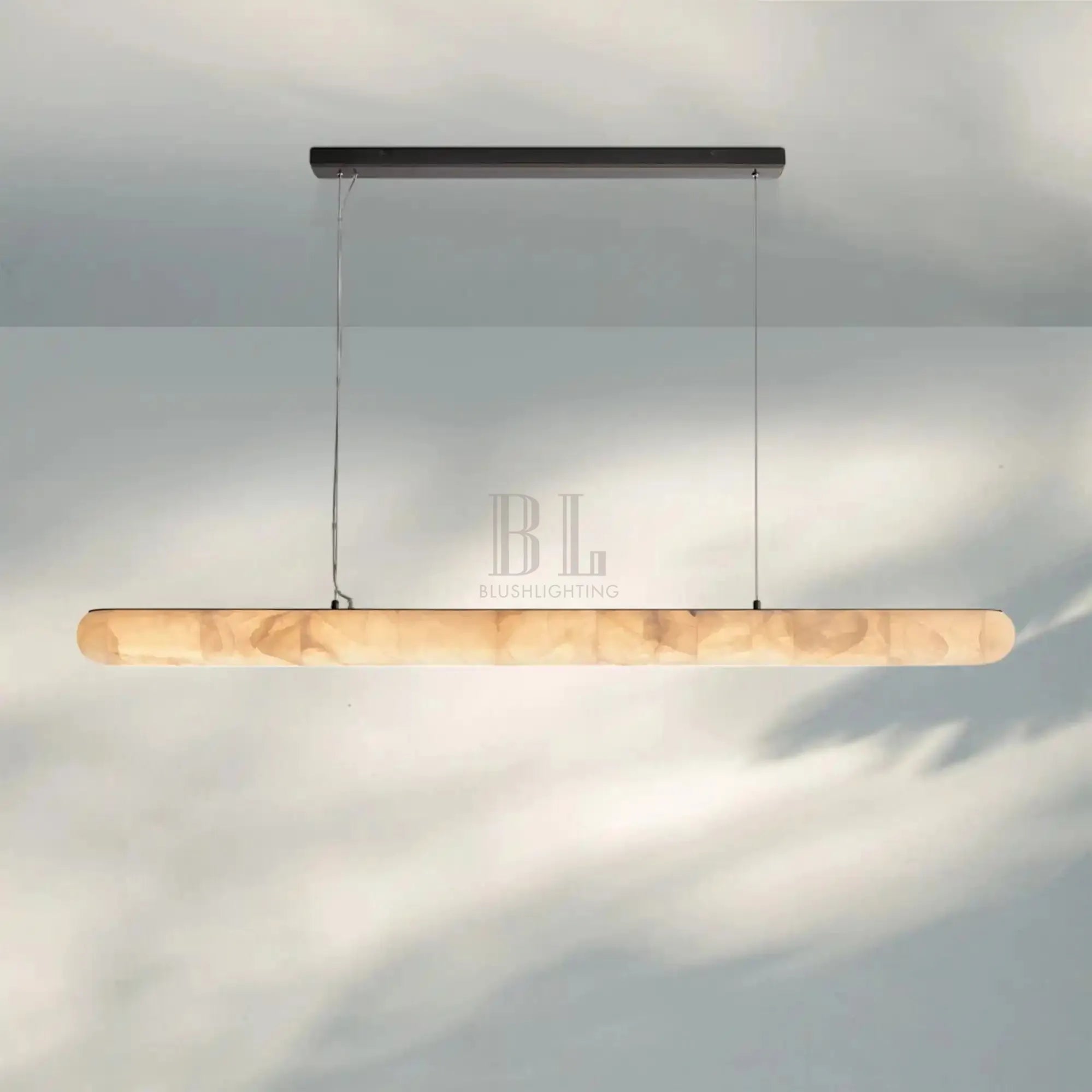 Rivaga Lisse Alabaster Linear Chandelier 60" 80"-80''-Bronze-
