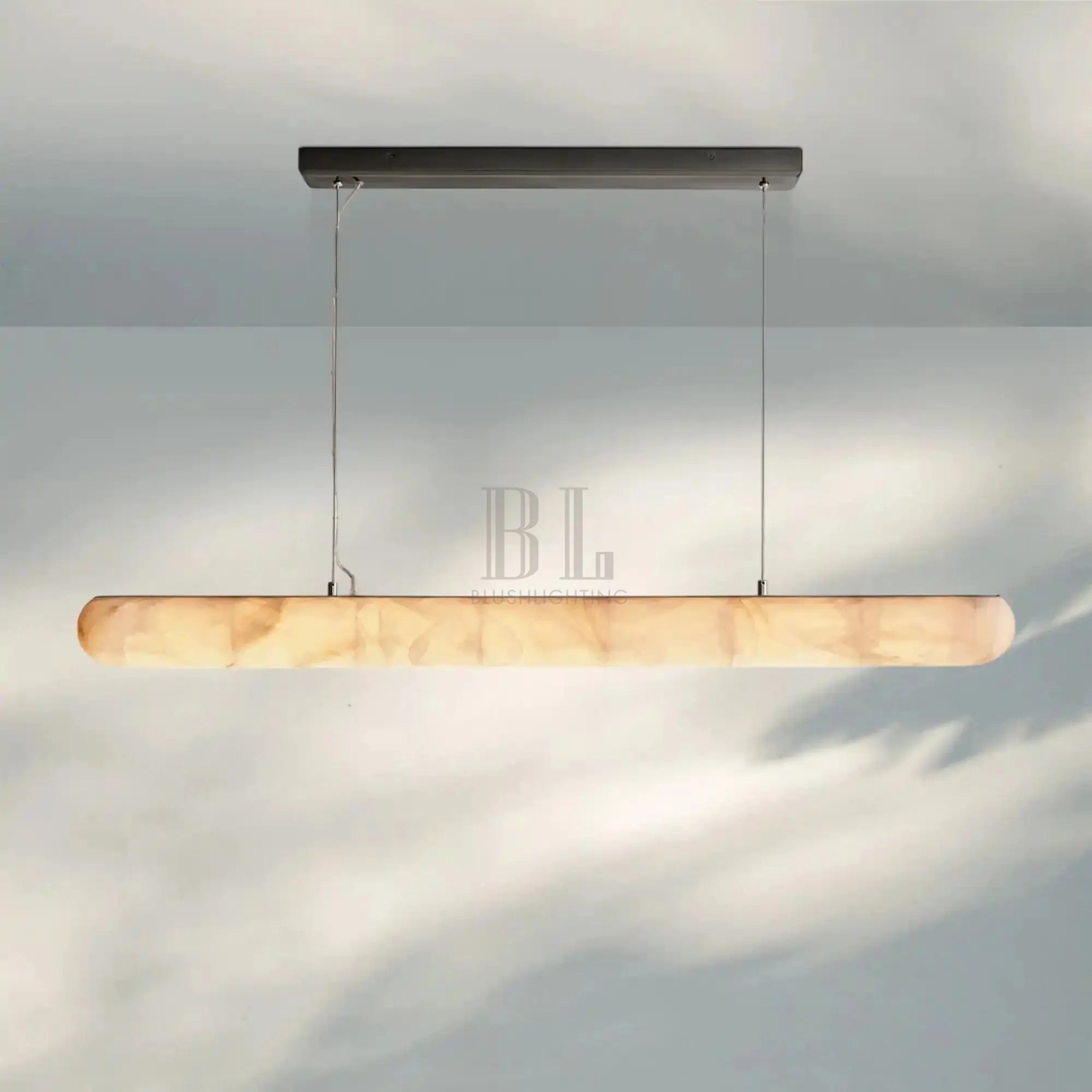 Rivaga Lisse Alabaster Linear Chandelier 60" 80"-60''-Bronze-