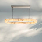 Rivaga Lisse Alabaster Oval Chandelier 57" 74"-57''-Stain Nickel-