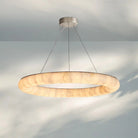 Rivaga Lisse Alabaster Round Chandelier 31" 41" 61"D-41"-Satin Nickel-