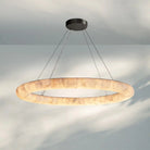 Rivaga Lisse Alabaster Round Chandelier 31" 41" 61"D-61"-Bronze-