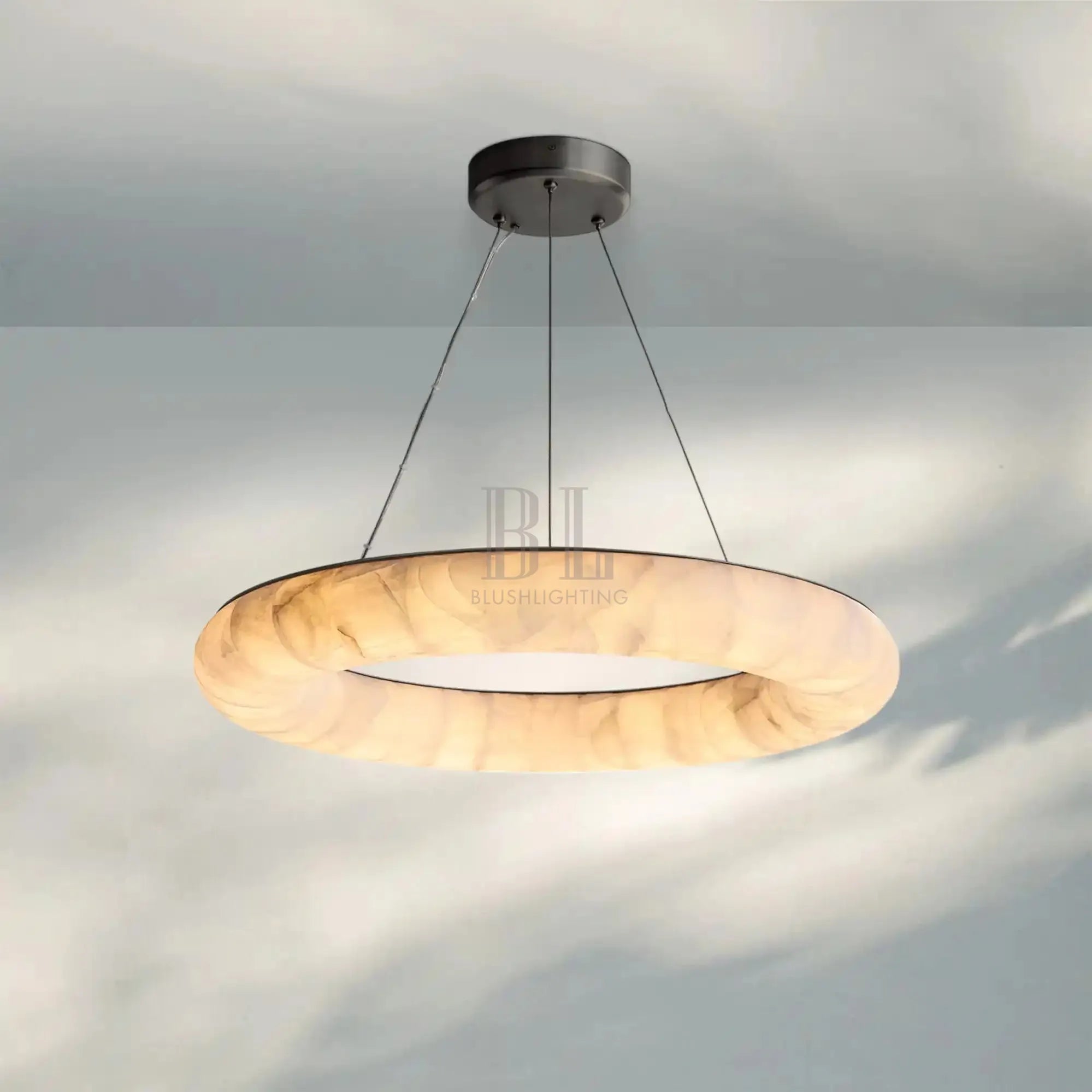 Rivaga Lisse Alabaster Round Chandelier 31" 41" 61"D-31"-Bronze-