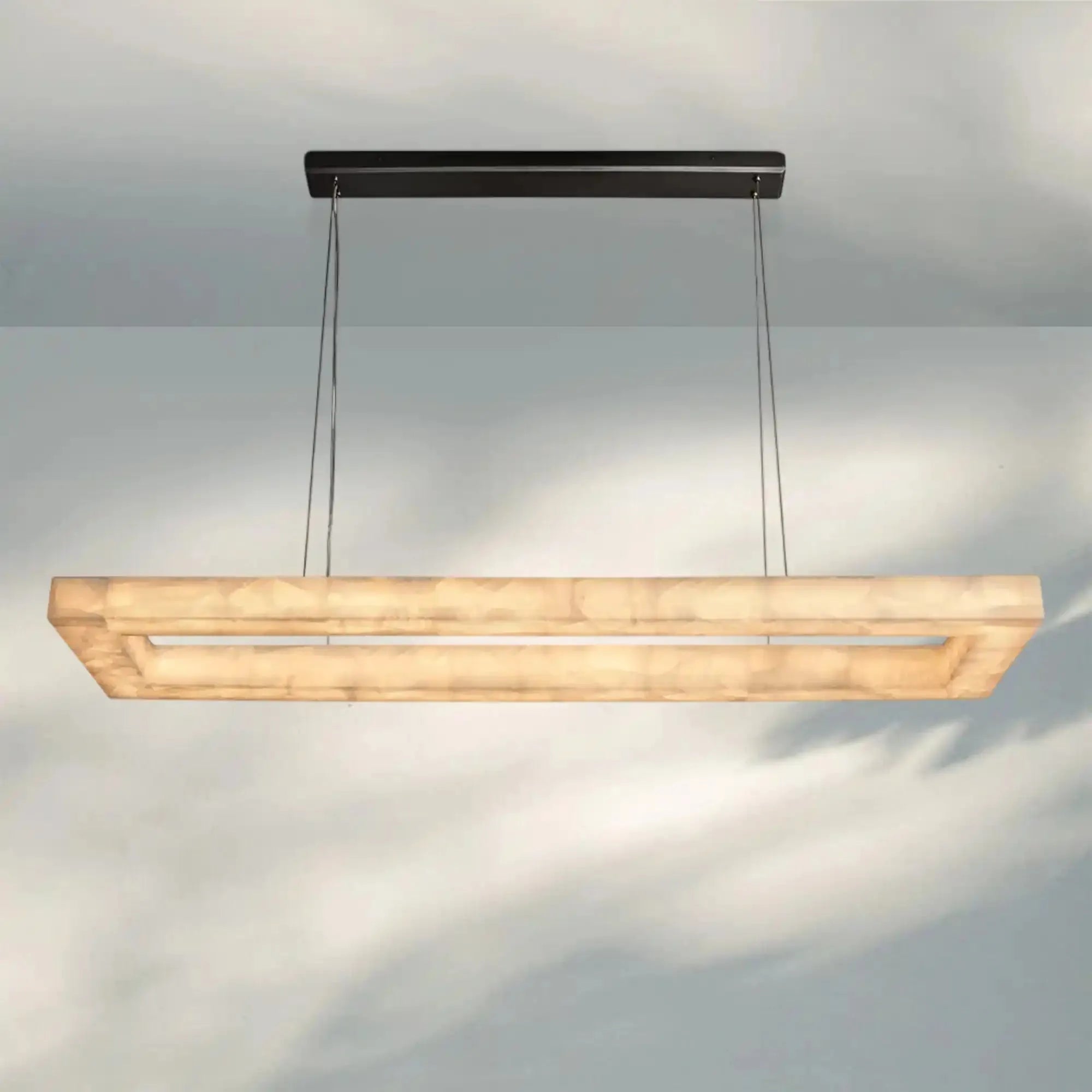 Rivaga Rectangular Calcite Chandelier 54"72"-72''-Matte Black-