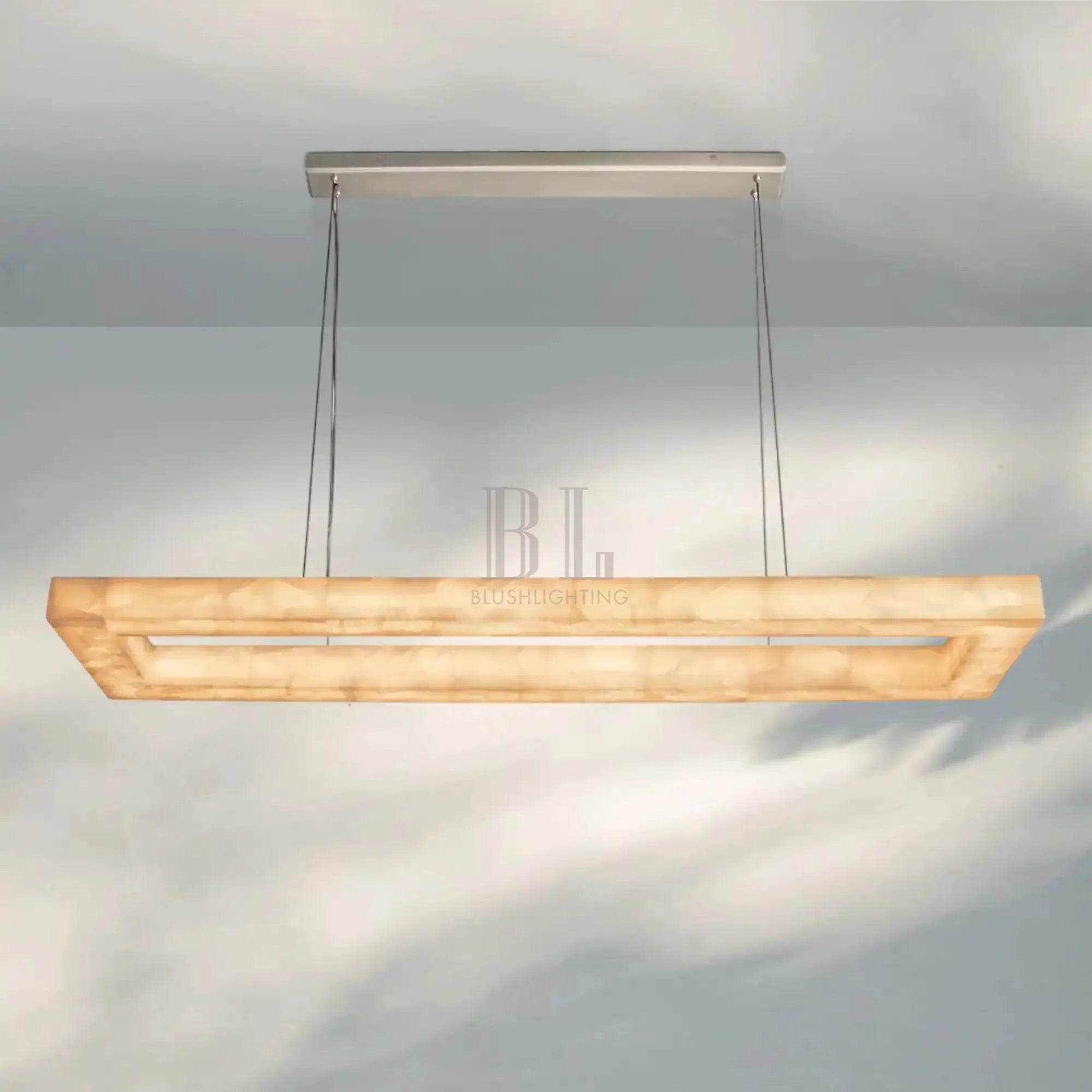 Rivaga Rectangular Calcite Chandelier 54"72"-72''-Satin Nickel-