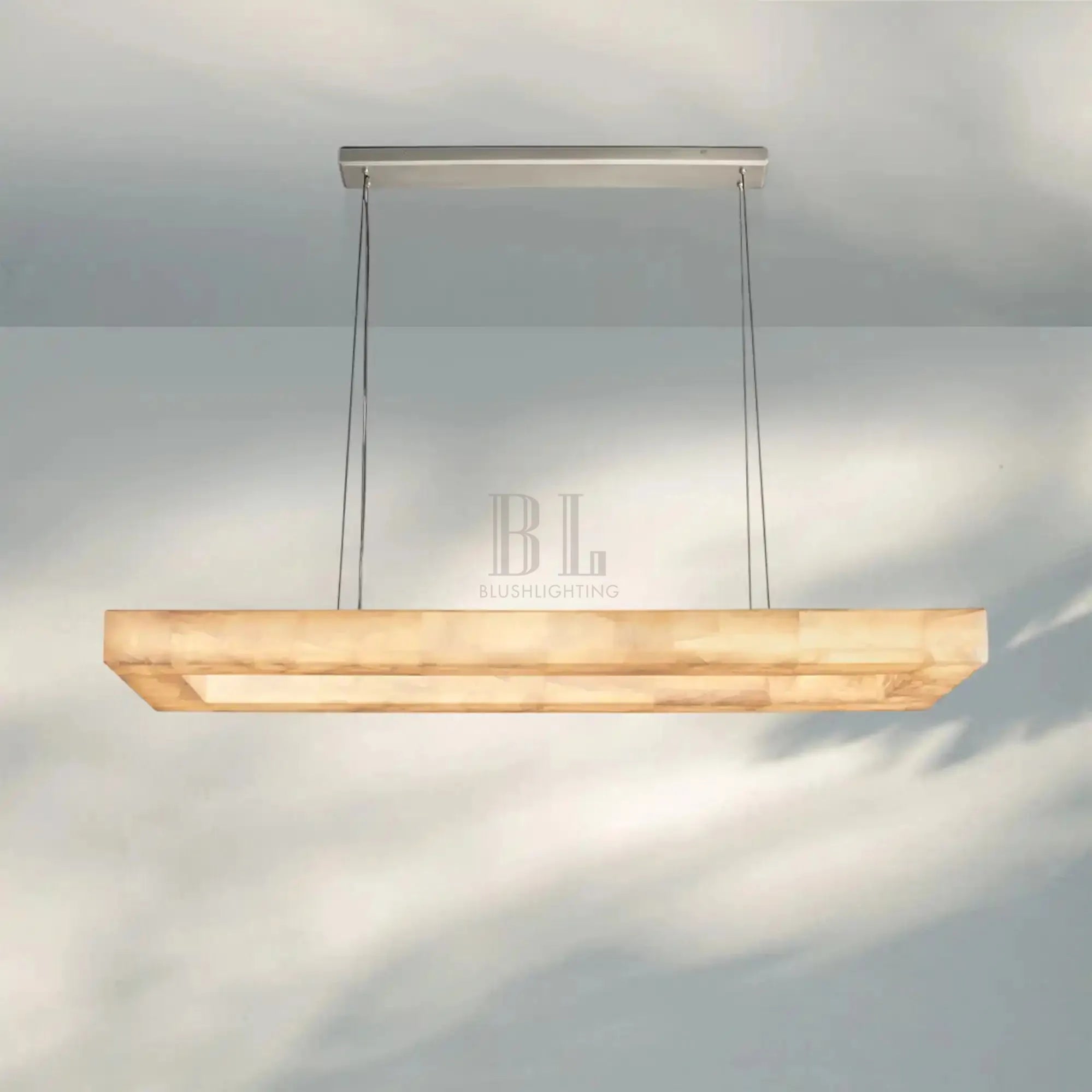 Rivaga Rectangular Calcite Chandelier 54"72"-54''-Satin Nickel-