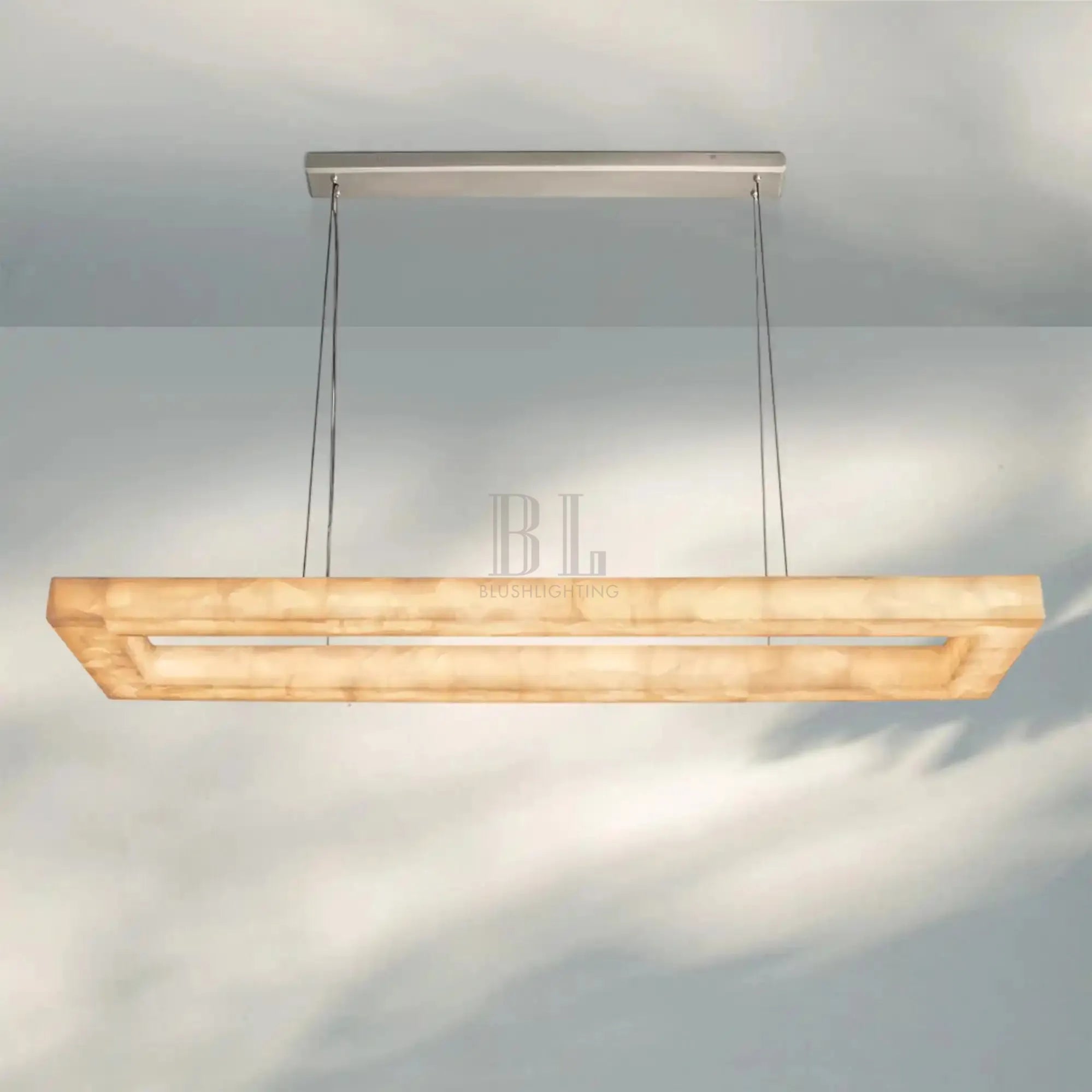 Rivaga Rectangular Calcite Chandelier 54"72"-72''-Satin Nickel-