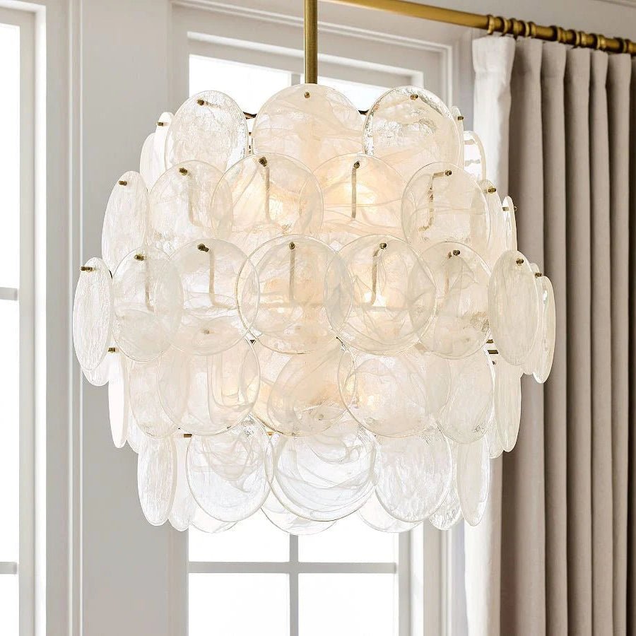 Riviera Glass Disc Chandelier 26" - Blushlighting