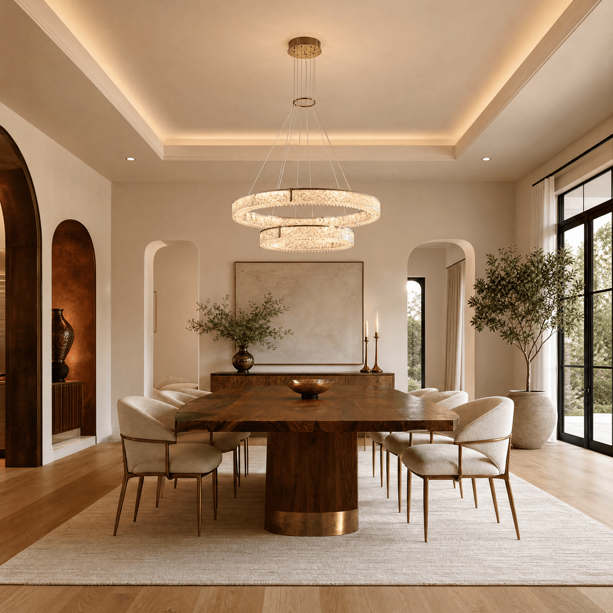 Roccia Stone Crystal Duo Chandelier - Blushlighting