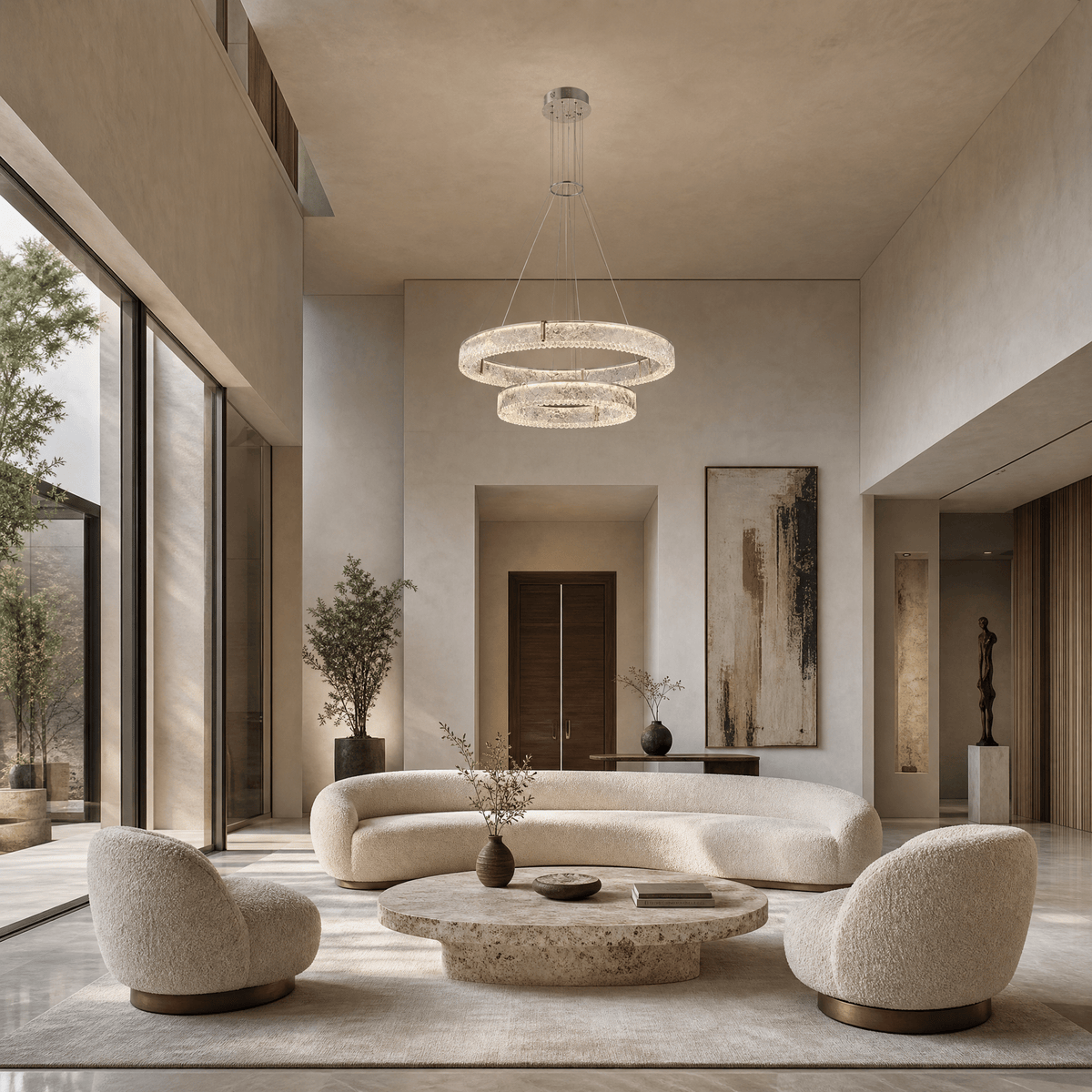 Roccia Stone Crystal Duo Chandelier - Blushlighting