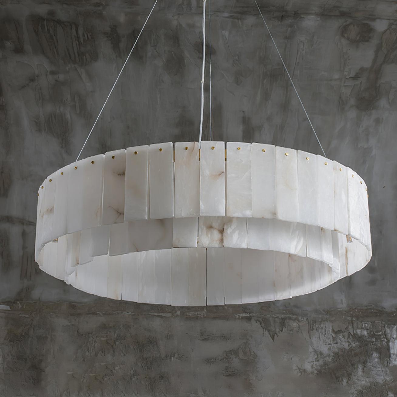 Rock Alabaster Chandelier 23.6" 31.4" - 23.6" x H 59"/ Dia 60cm x H 150cmBrass & White AlabasterBlushlighting