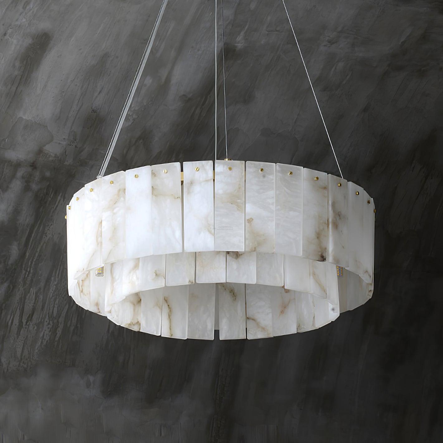 Rock Alabaster Chandelier 23.6" 31.4" - 23.6" x H 59"/ Dia 60cm x H 150cmBrass & White AlabasterBlushlighting