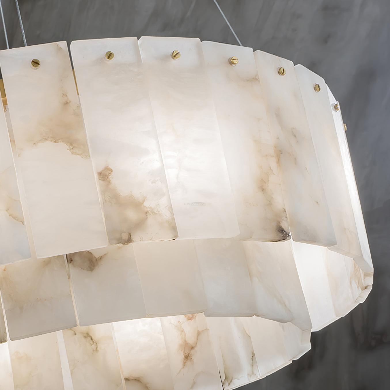 Rock Alabaster Chandelier 23.6" 31.4" - 23.6" x H 59"/ Dia 60cm x H 150cmBrass & White AlabasterBlushlighting