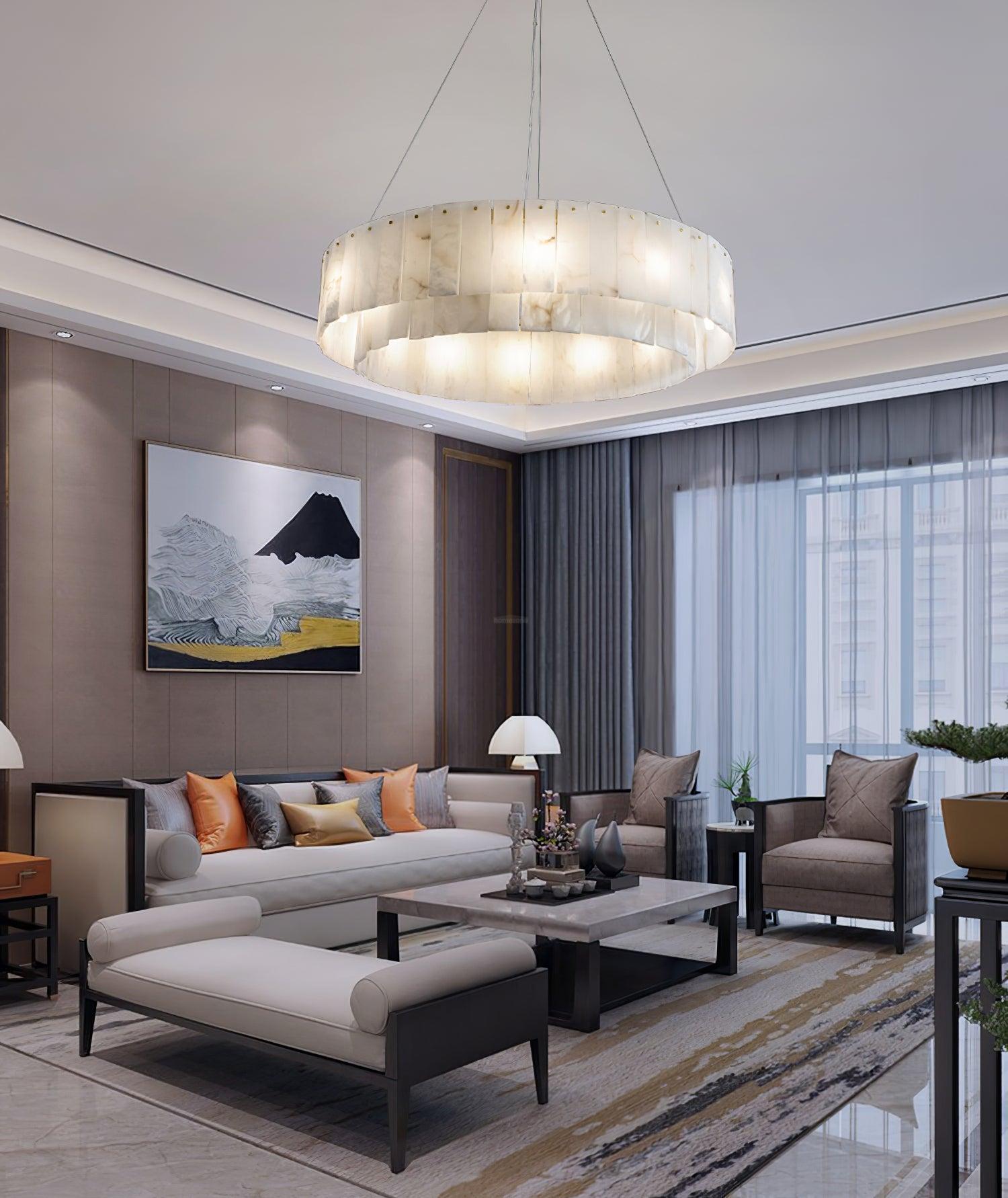 Rock Alabaster Chandelier 23.6" 31.4"-Blushlighting