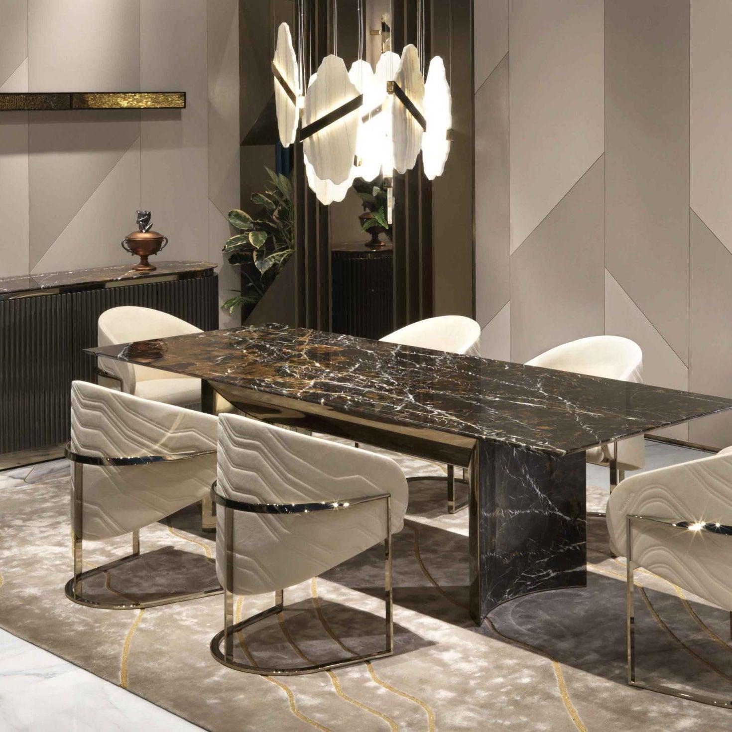Rock Alabaster Chandelier - 9 heads D 80cm x H 200cm / ∅ 31.5″ x H 78.7″Gold＆WhiteWarm WhiteBlushlighting