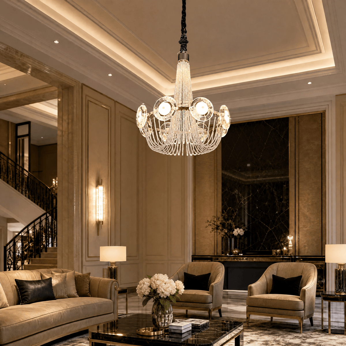 Rococo Dream Modern Sculptural Ring Chandelier - Blushlighting