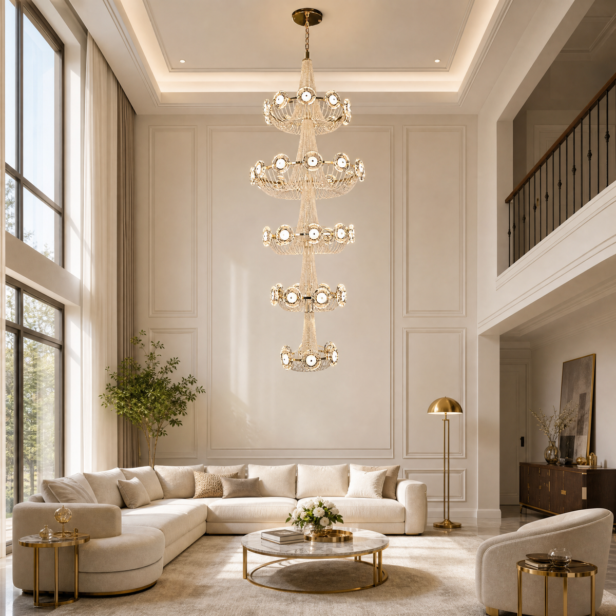 Rococo Dream Modern Sculptural Ring Chandelier