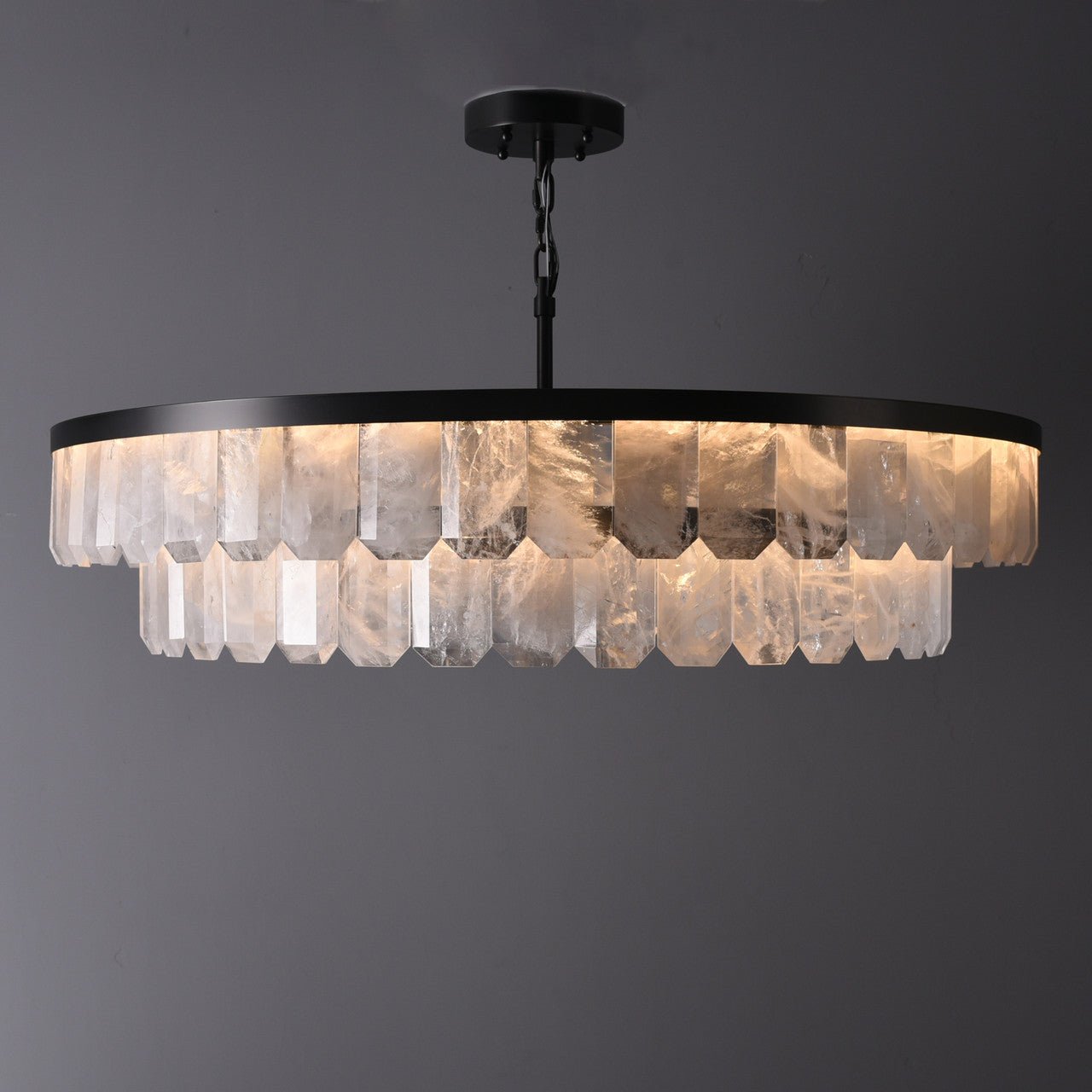 Rolantis Double Rock Crystal Chandelier - Blushlighting