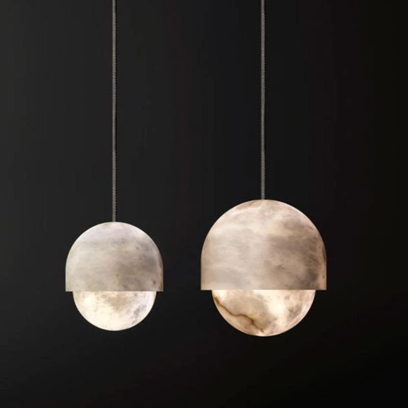 Ronan Modern Alabaster Mini Island Pendant Light - 7.1" W x 10.2" HBlushlighting