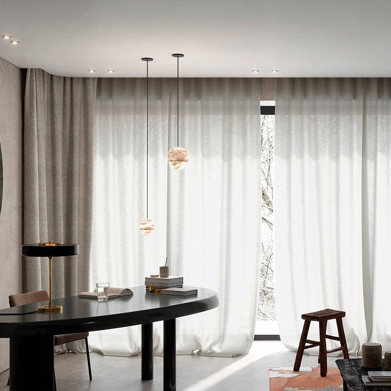 Ronan Modern Alabaster Mini Island Pendant Light - 7.1" W x 10.2" HBlushlighting