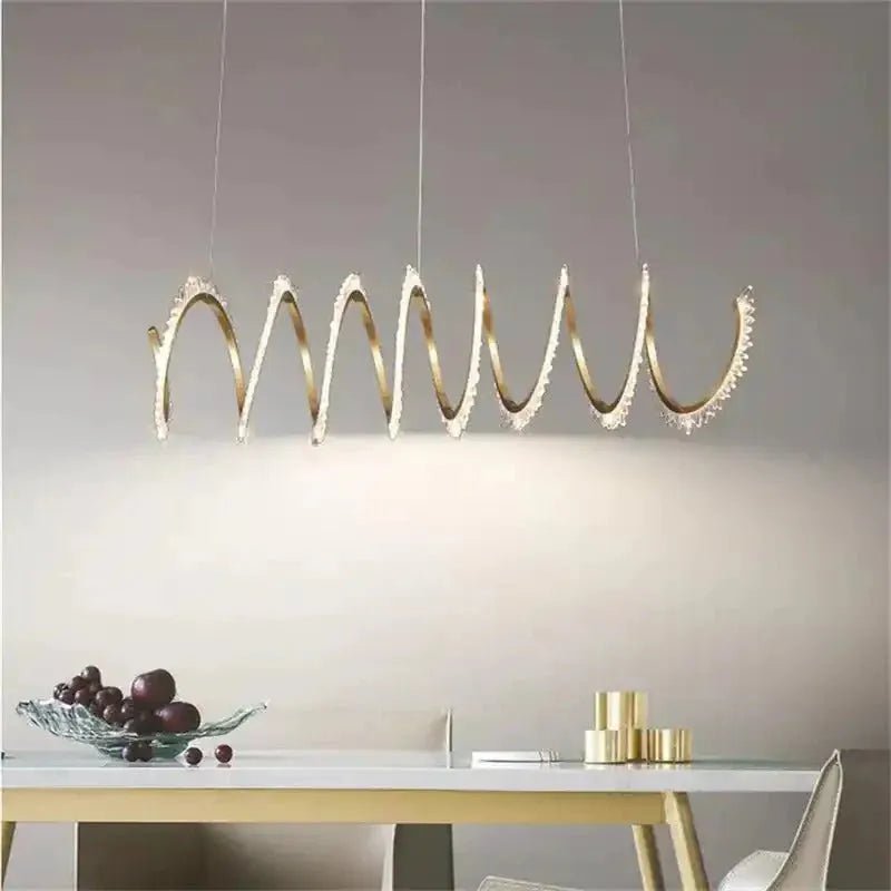 Rorie Modern Rock Crystal Spiral Chandelier, Island Chandelier - 39.4" LBlushlighting