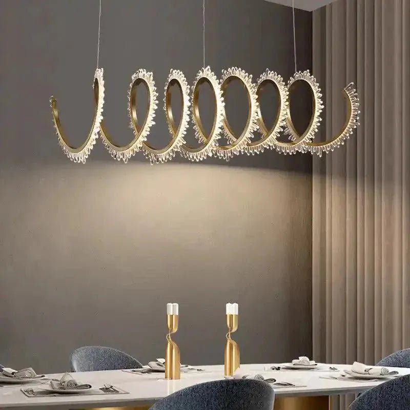 Rorie Modern Rock Crystal Spiral Chandelier, Island Chandelier - 47.2" LBlushlighting
