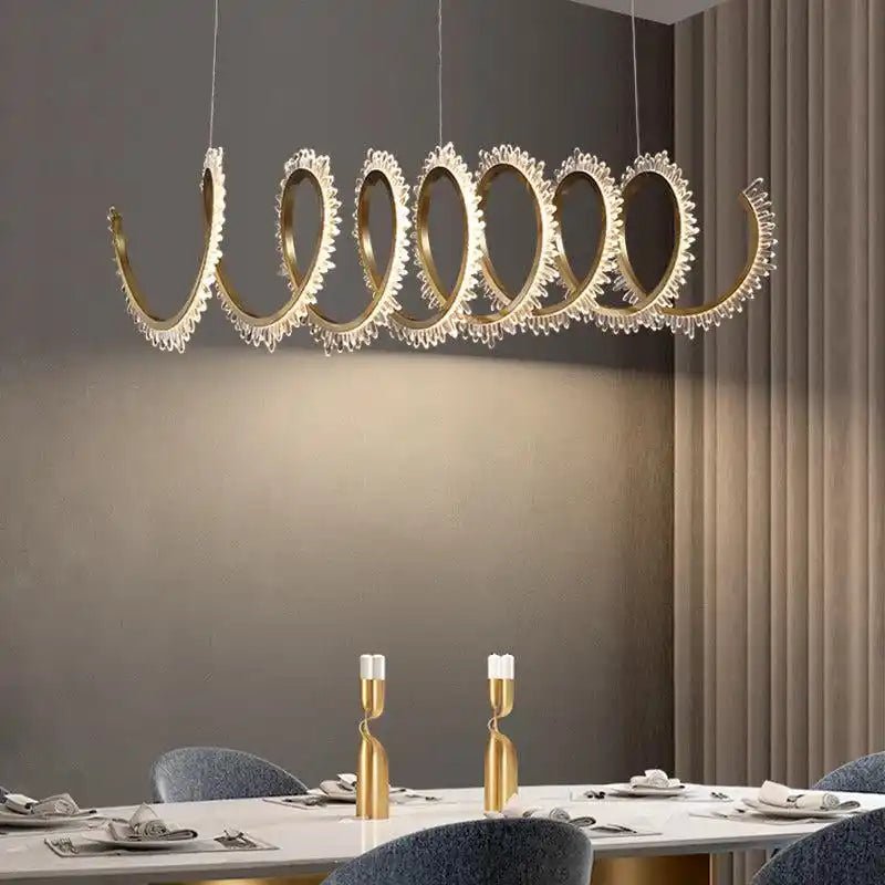 Rorie Modern Rock Crystal Spiral Chandelier, Island Chandelier - Blushlighting