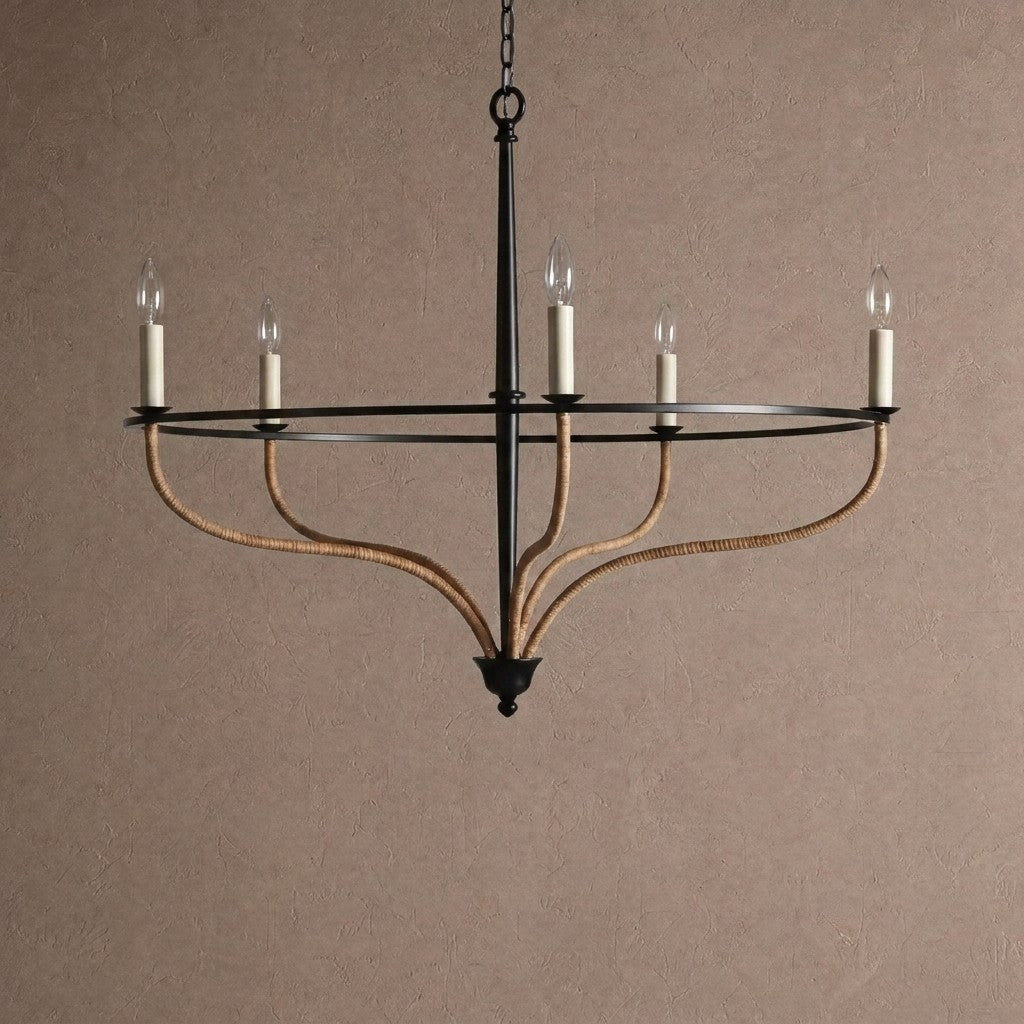 Rosalind Rattan Chandelier in Black - Blushlighting