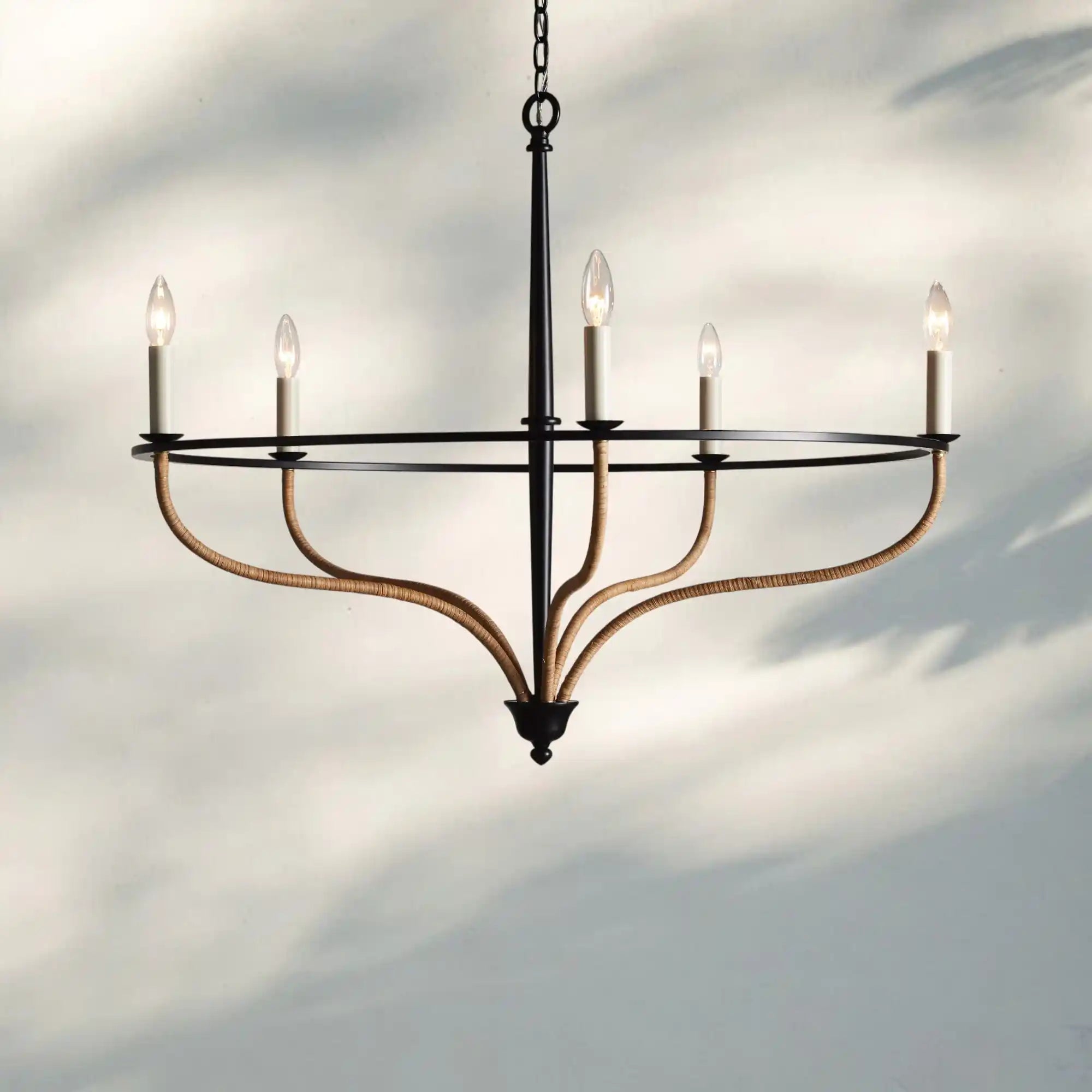 Rosalind Rattan Chandelier in Black - Blushlighting