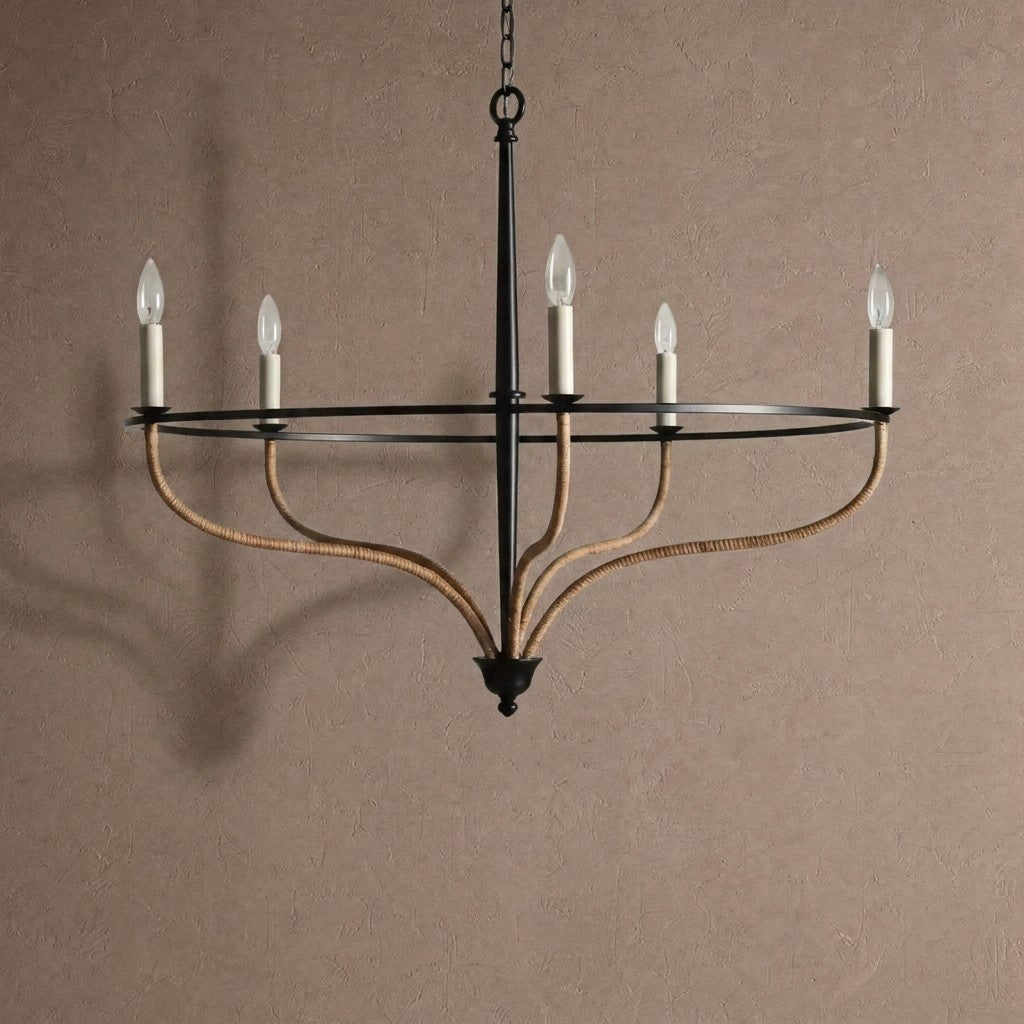 Rosalind Rattan Chandelier in Black - Blushlighting