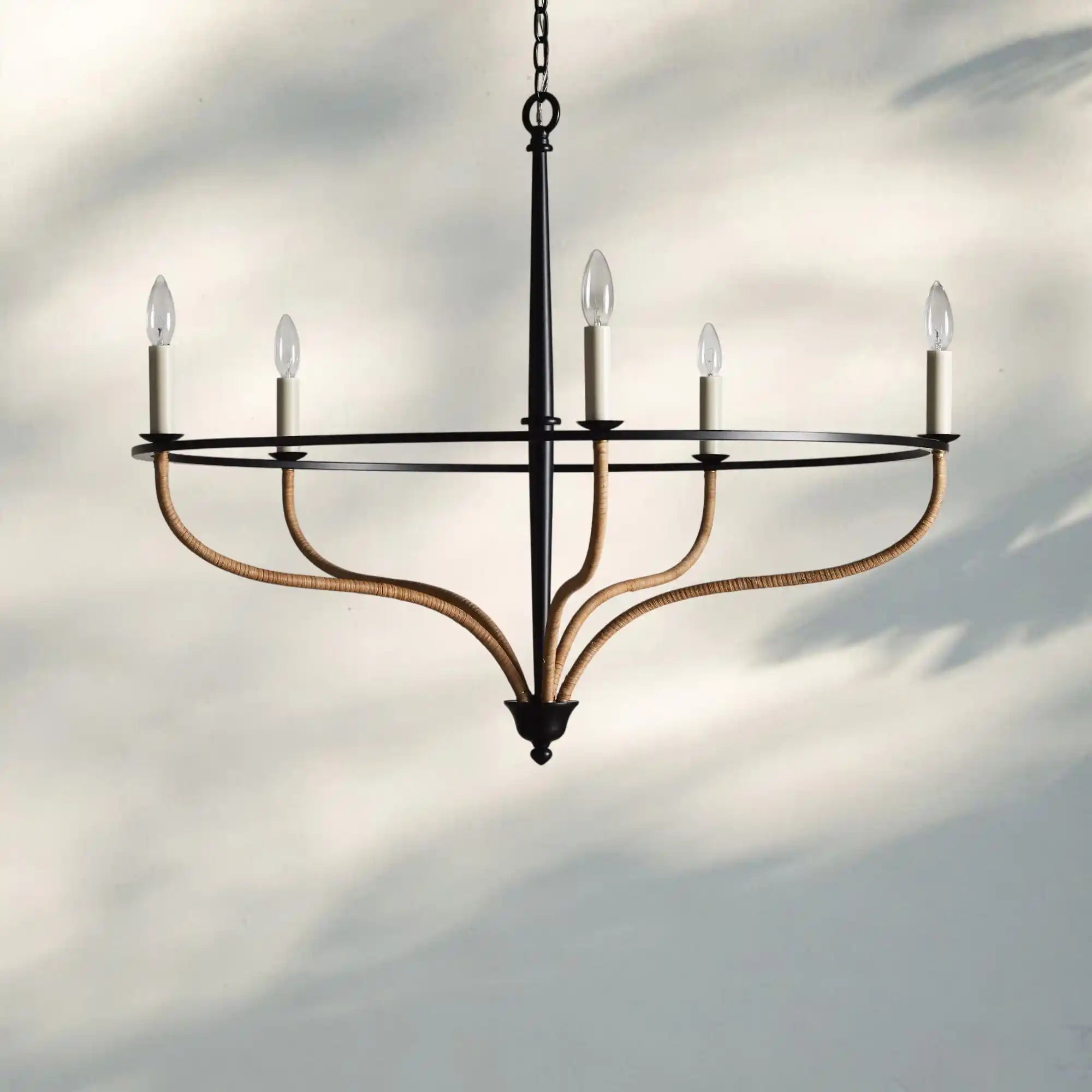 Rosalind Rattan Chandelier in Black - Blushlighting