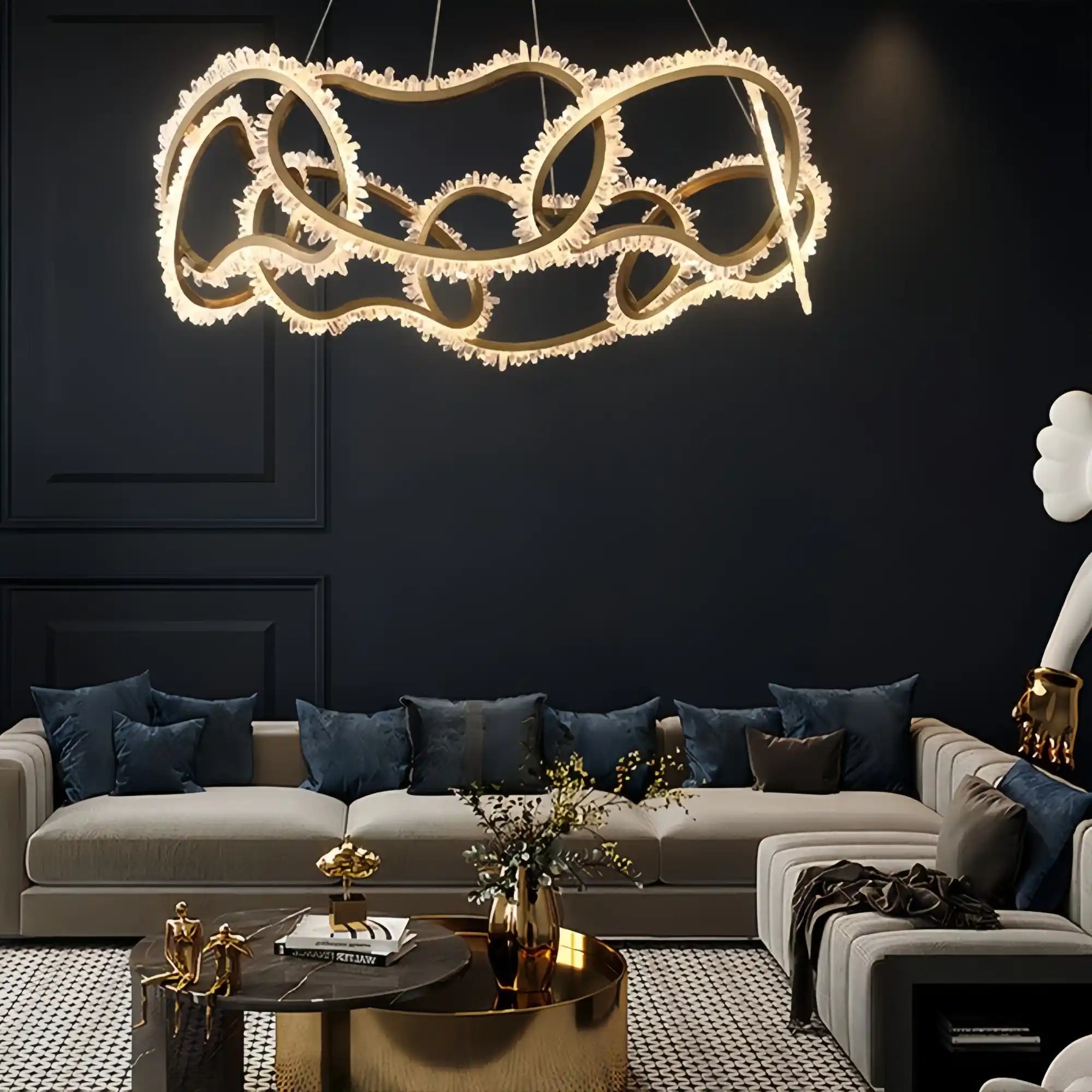 Rose Rock Crystal Multi - ring Chandelier Modern Chandelier Restaurant - Blushlighting